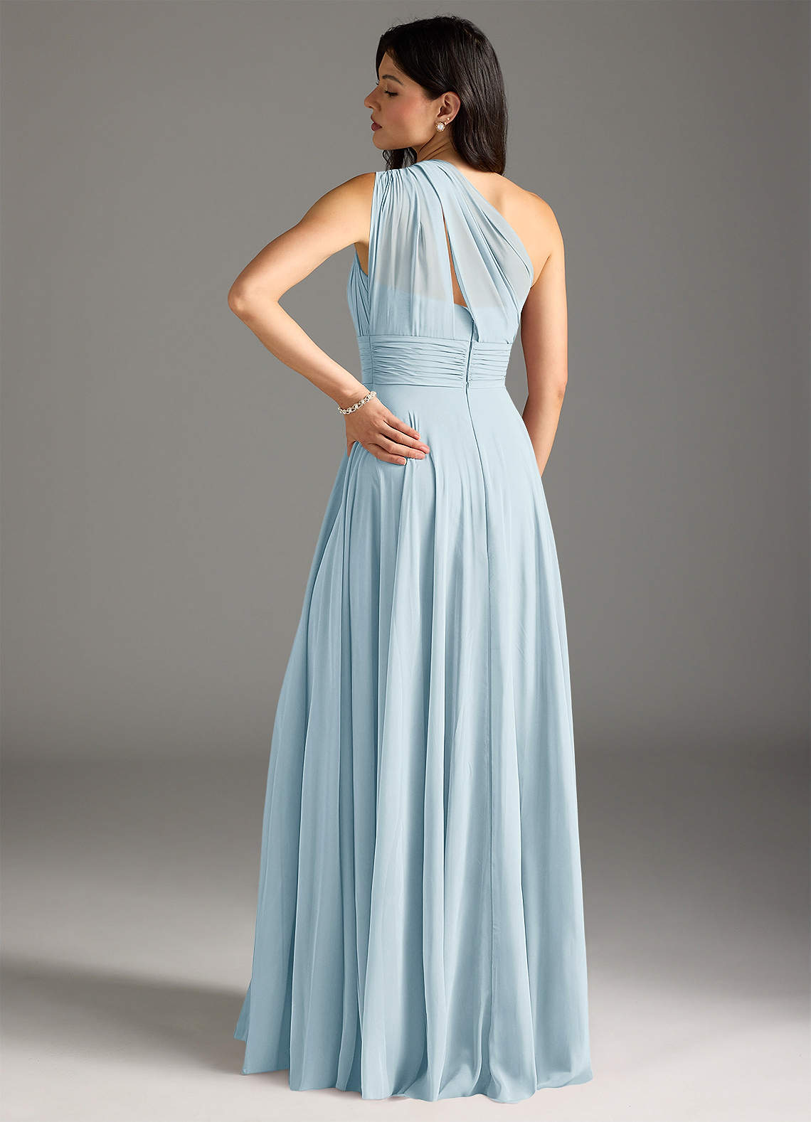 Charlize A-Line One-Shoulder Chiffon Bridesmaid Dress in Sky Blue