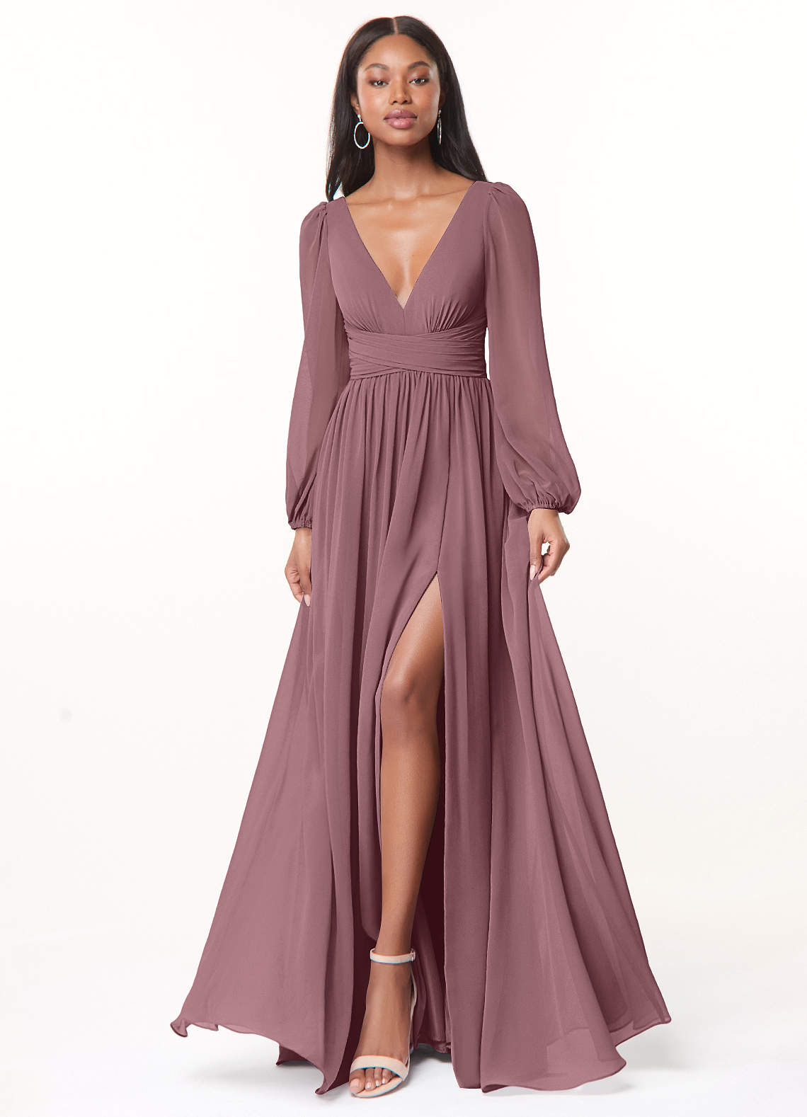 Norah A-Line V-Neck Chiffon Bridesmaid Dress in Amethyst