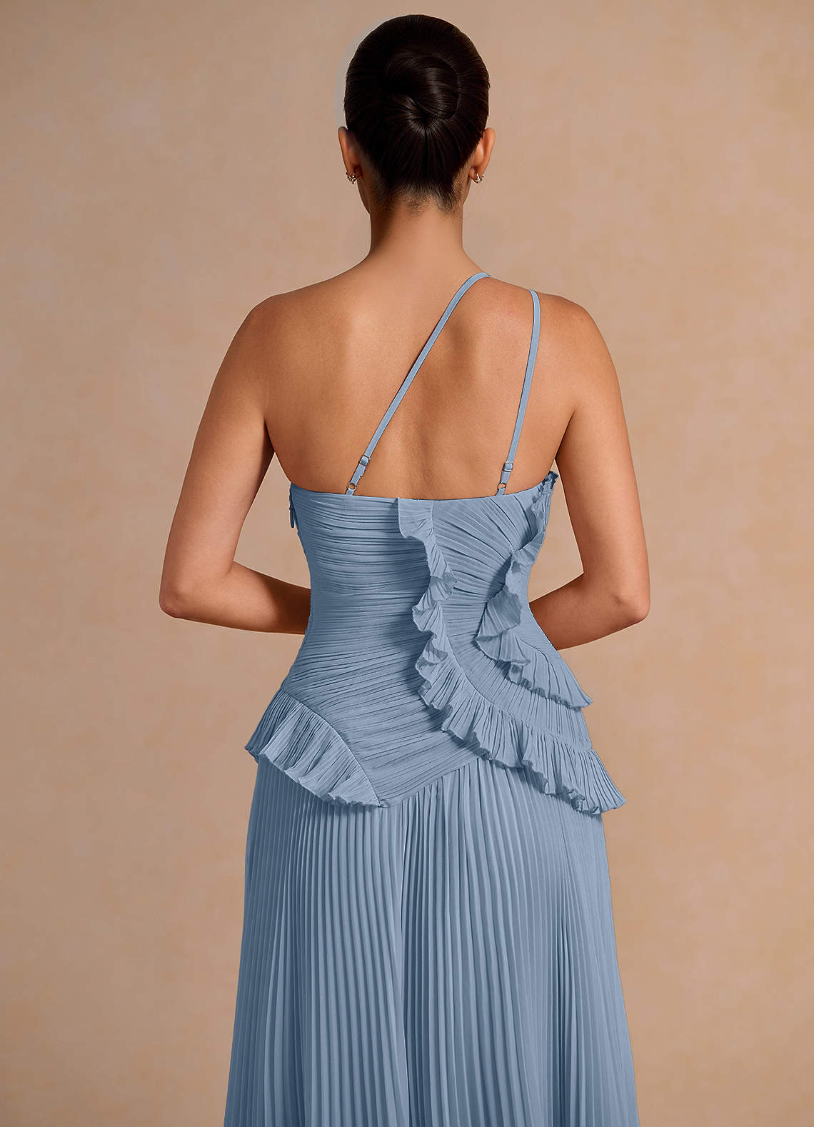 Melody A-Line One-Shoulder Chiffon Evening Dress in Powder Blue