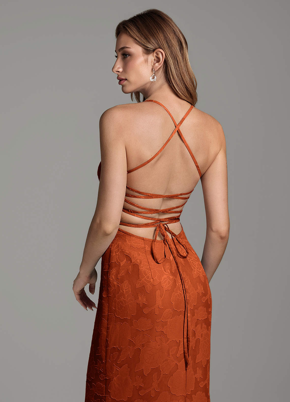 Dara Mermaid Sweetheart Floral Burnout Bridesmaid Dress in Paprika