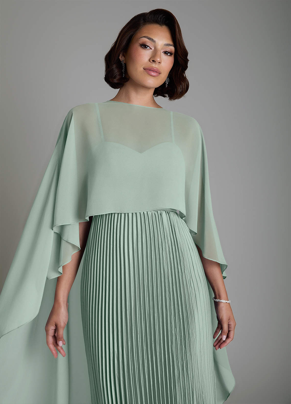 Micah A-Line Sweetheart Stretch Satin and Chiffon Bridesmaid Dress in Agave