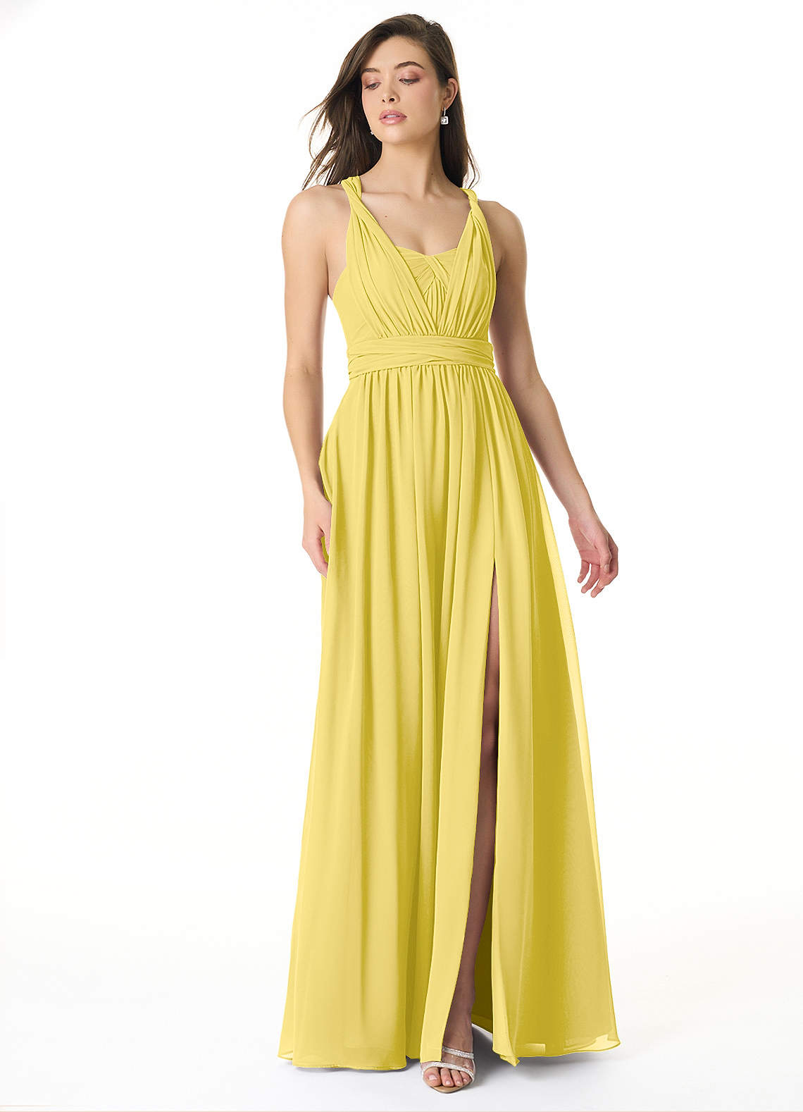 Olani A-Line V-Neck Chiffon Bridesmaid Dress in Canary