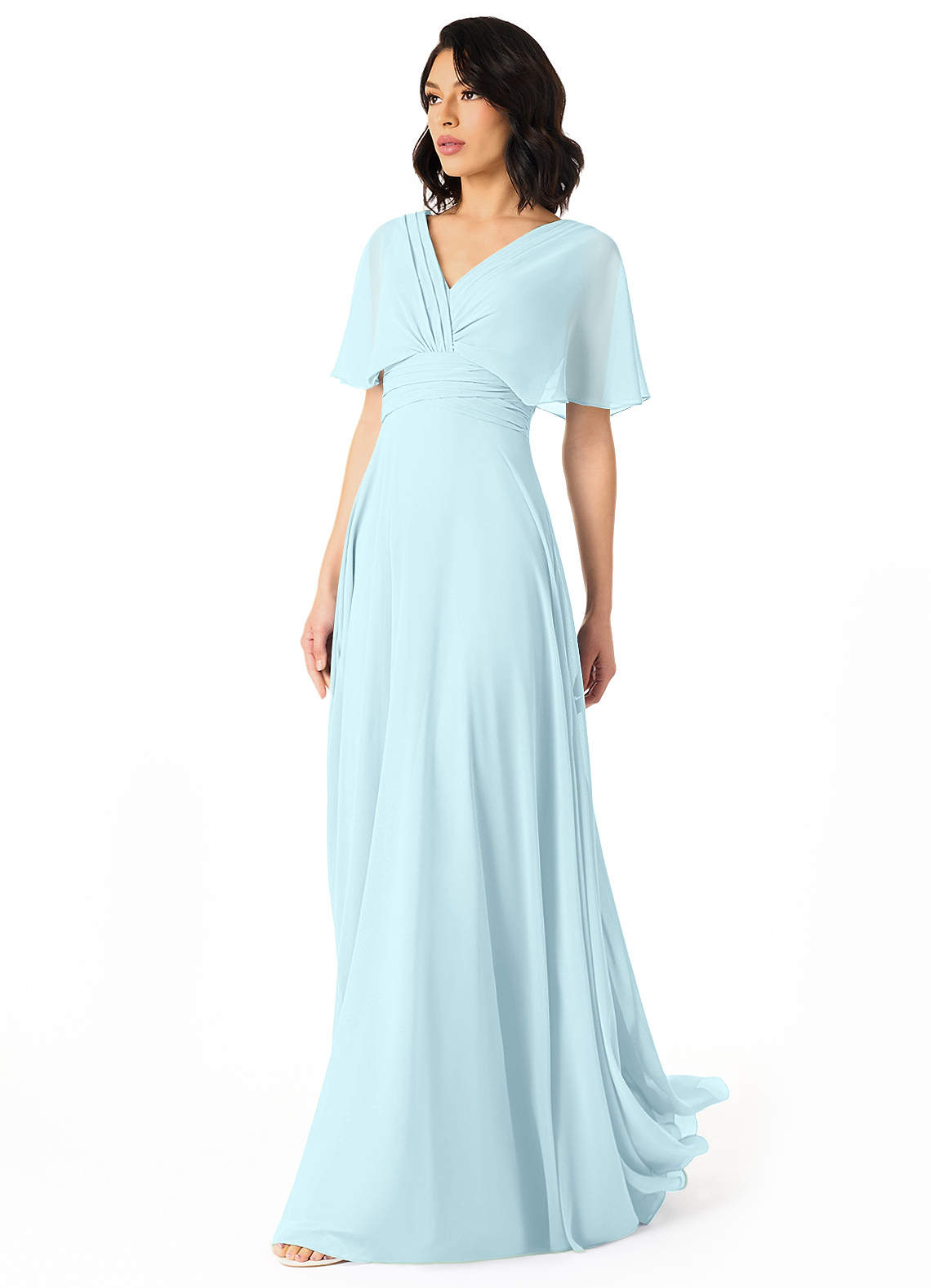 Pamela A-Line V-Neck Chiffon Bridesmaid Dress in Cloud Blue