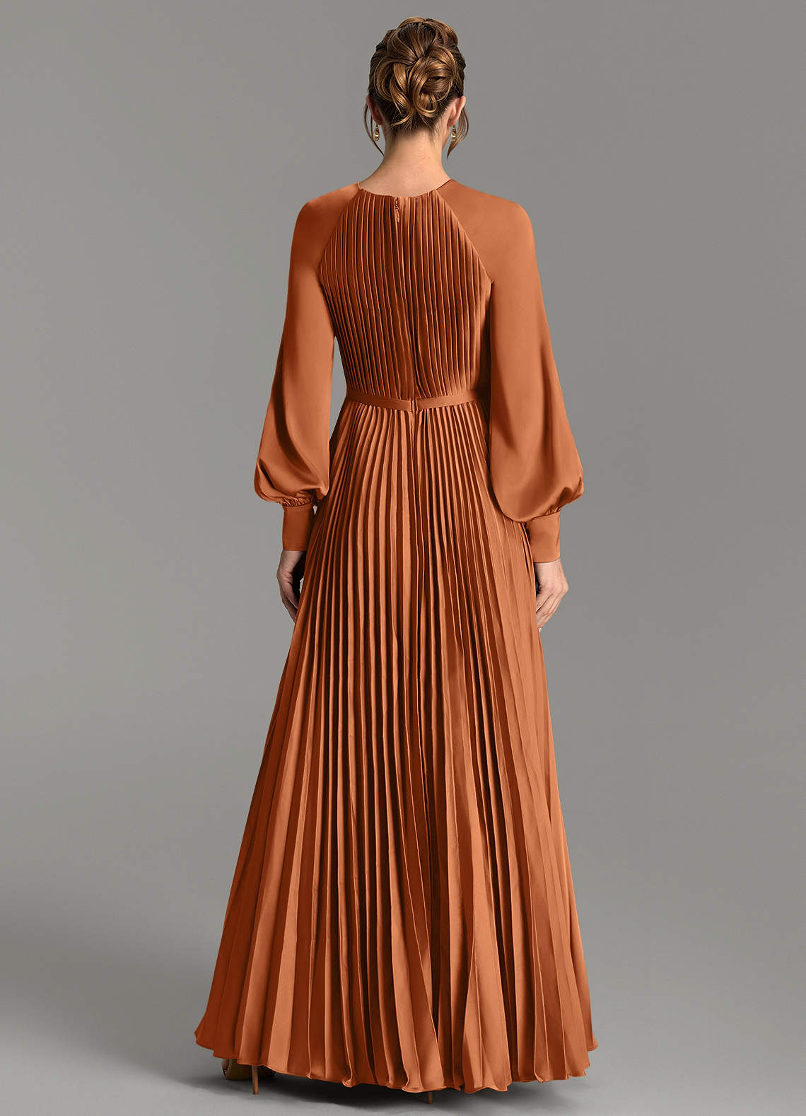 Grayson A-Line Scoop-Neck Stretch Satin Bridesmaid Dress in Copper