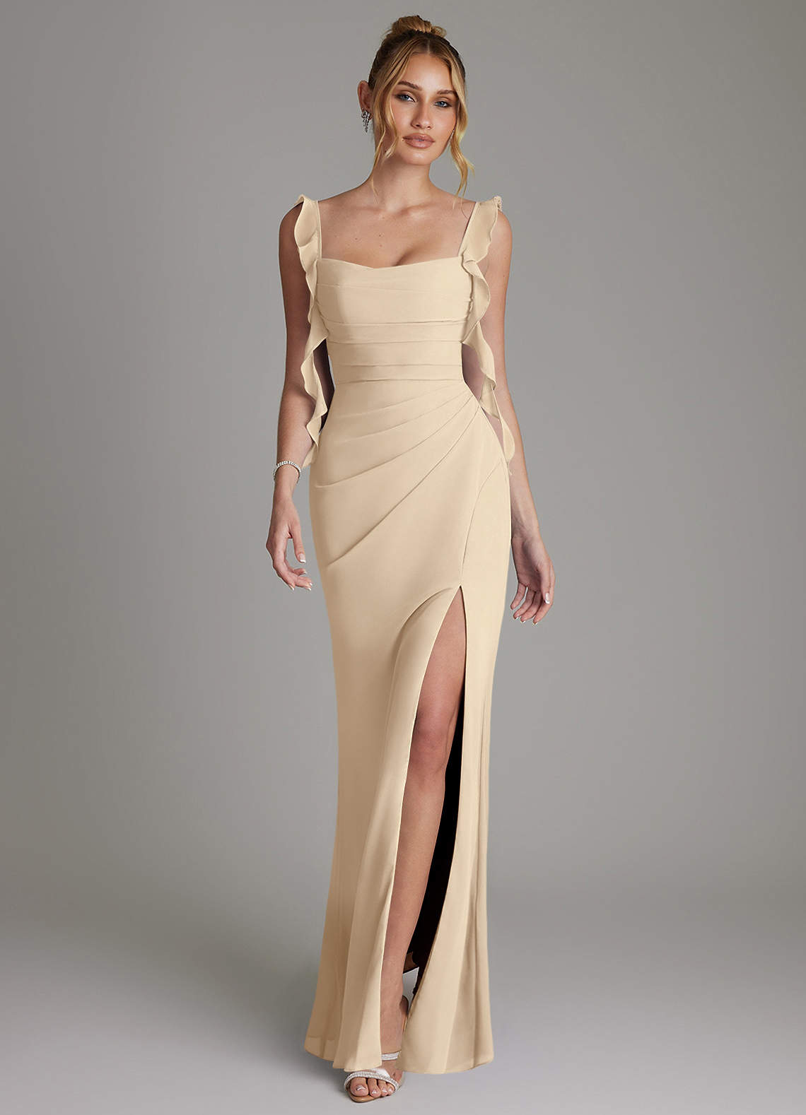Jessamine Mermaid Sweetheart Chiffon Bridesmaid Dress in Champagne