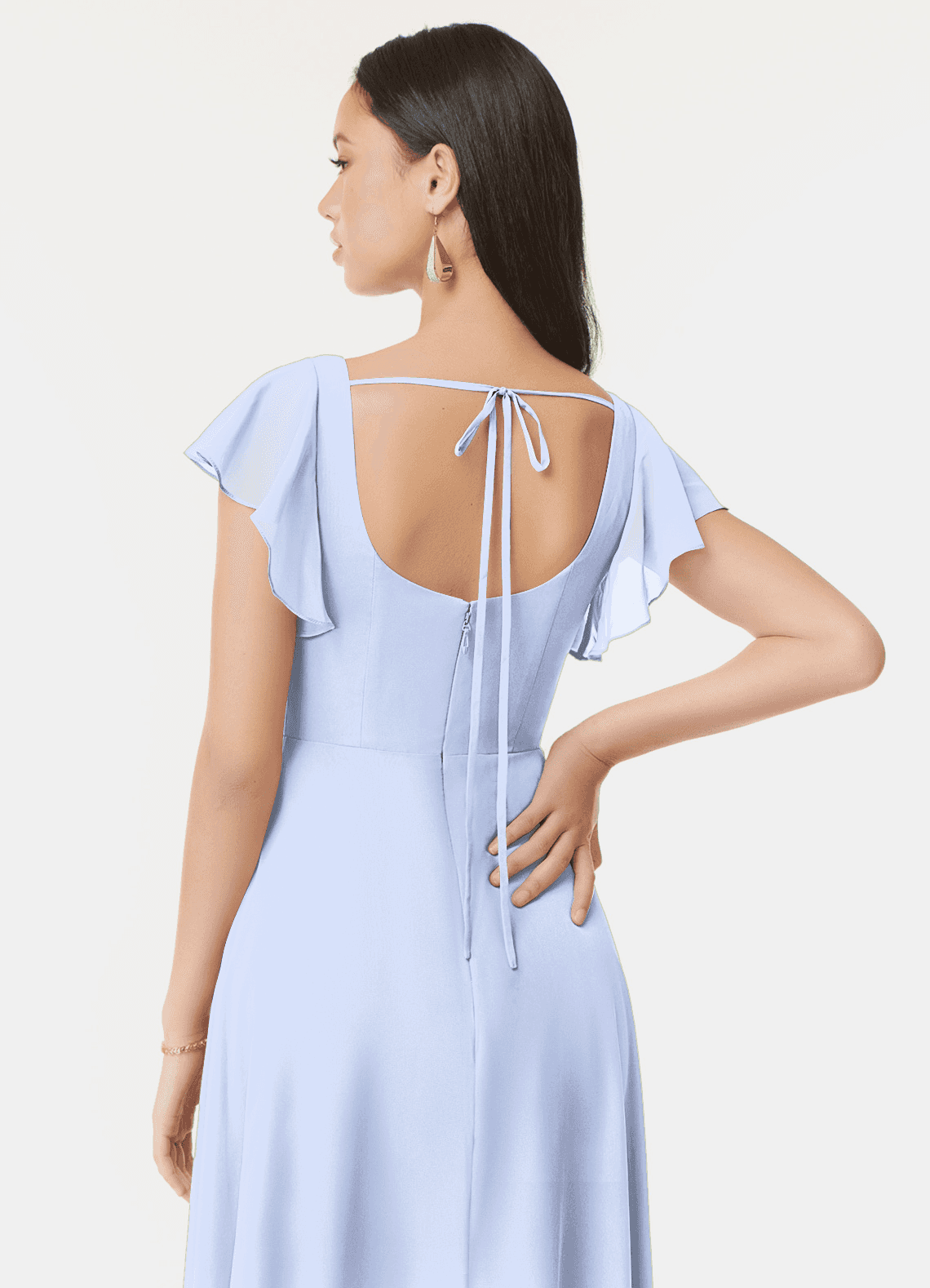 Bondi A-Line Square-Neck Chiffon Bridesmaid Dress in Ice