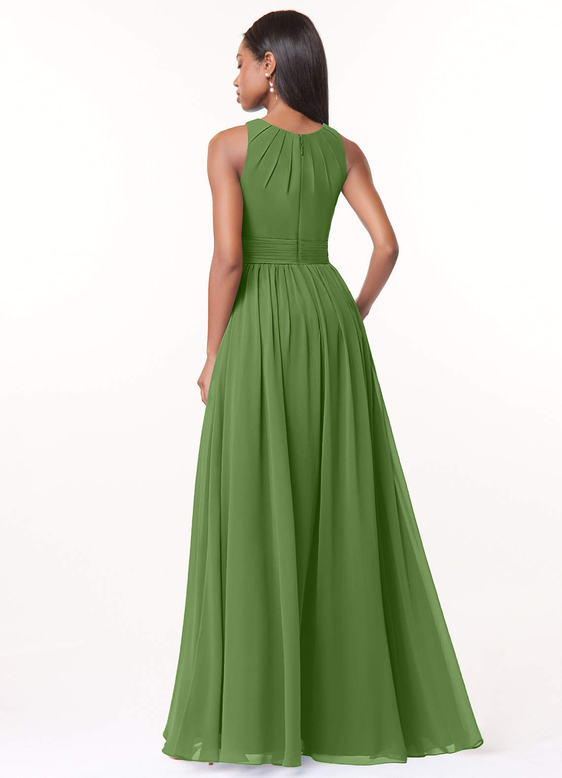 Harper A-Line Scoop-Neck Chiffon Bridesmaid Dress in Basil