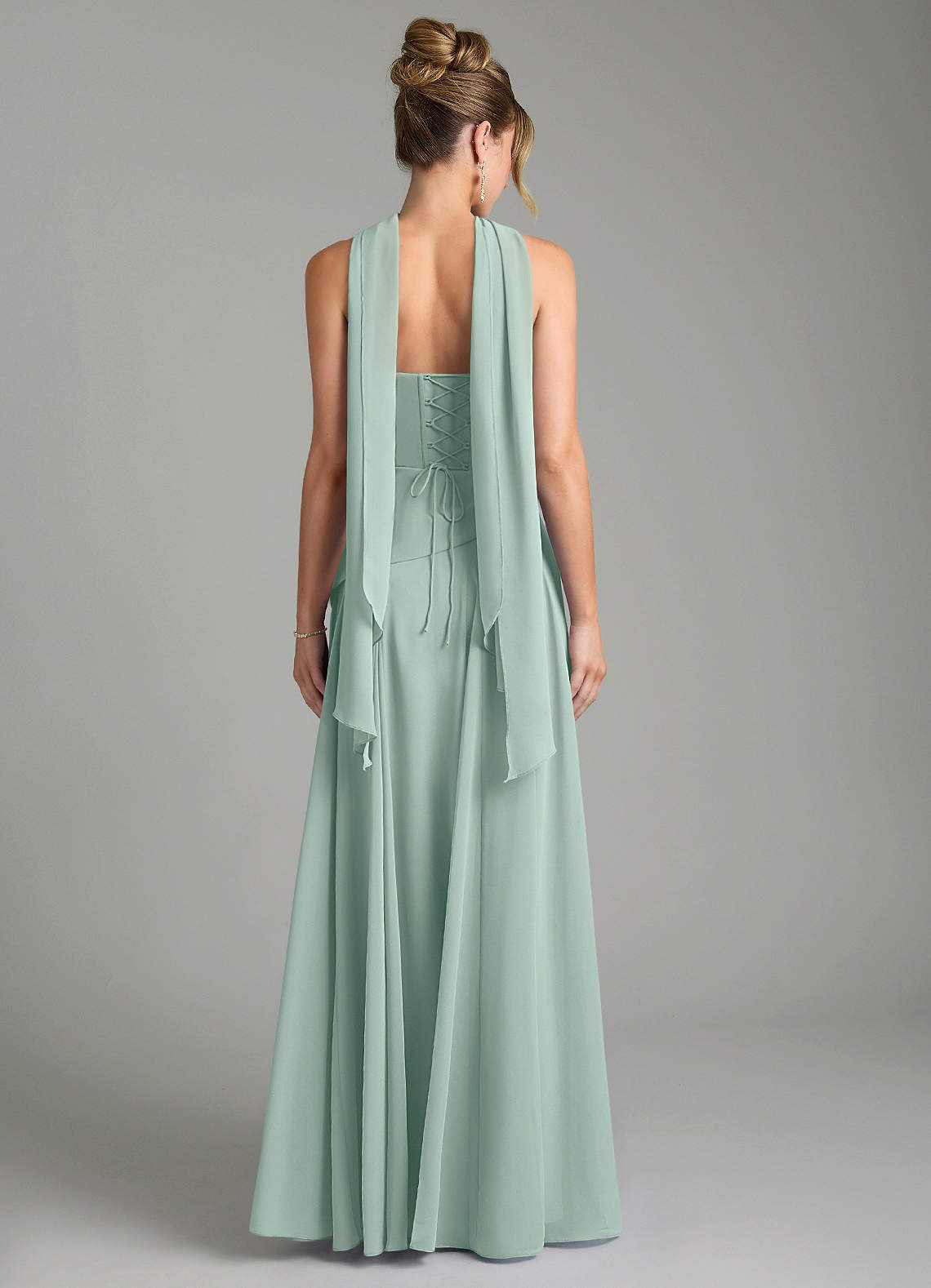Gabriela A-Line Cowl-Neck Chiffon Bridesmaid Dress in Agave