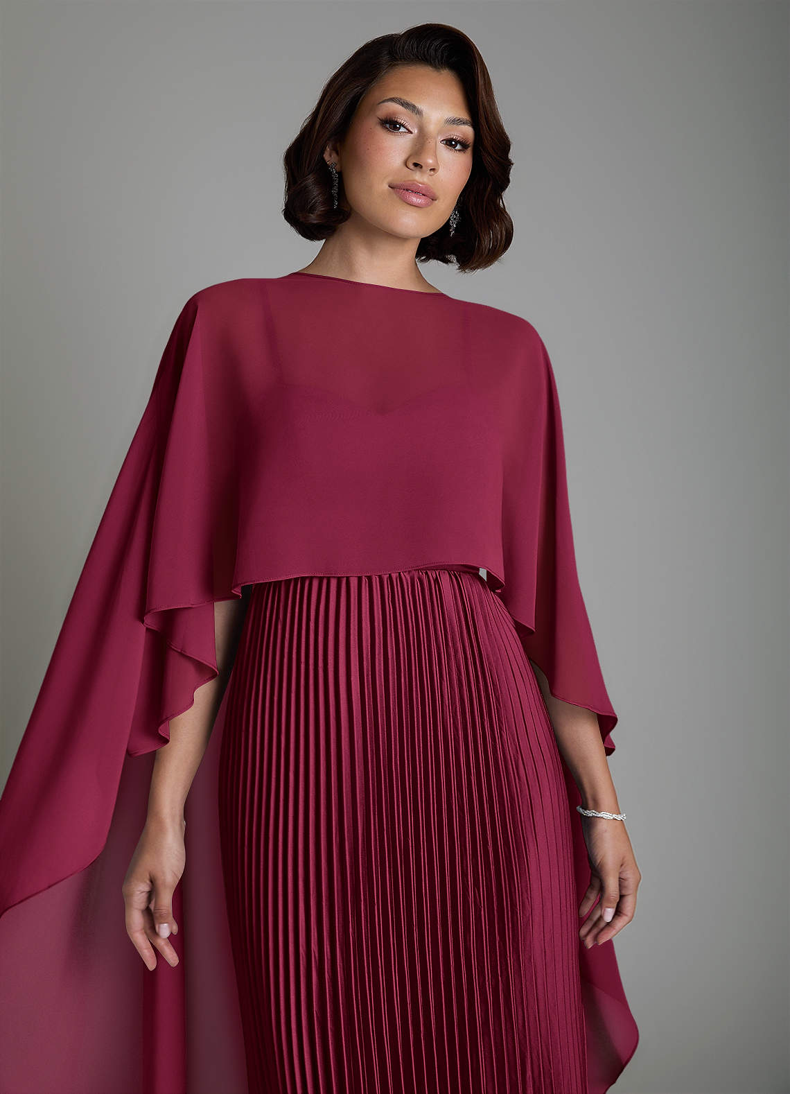 Micah A-Line Sweetheart Stretch Satin and Chiffon Bridesmaid Dress in Burgundy
