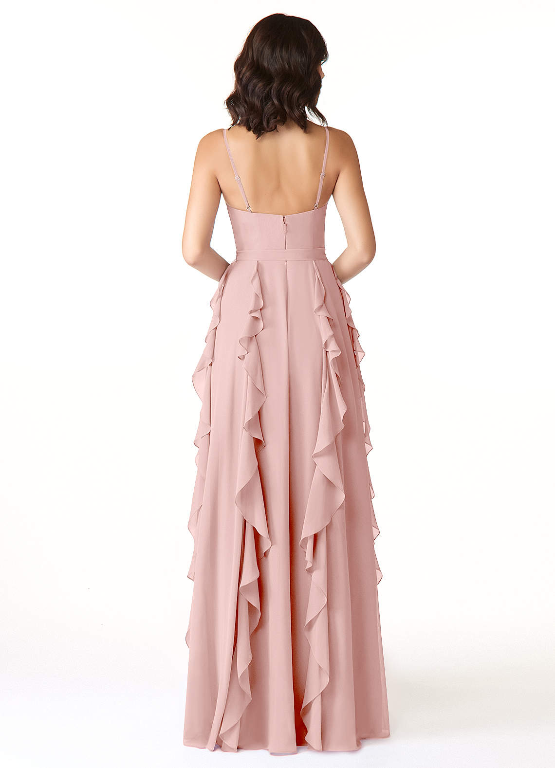 Peyton A-Line V-Neck Chiffon Bridesmaid Dress in Powder Pink