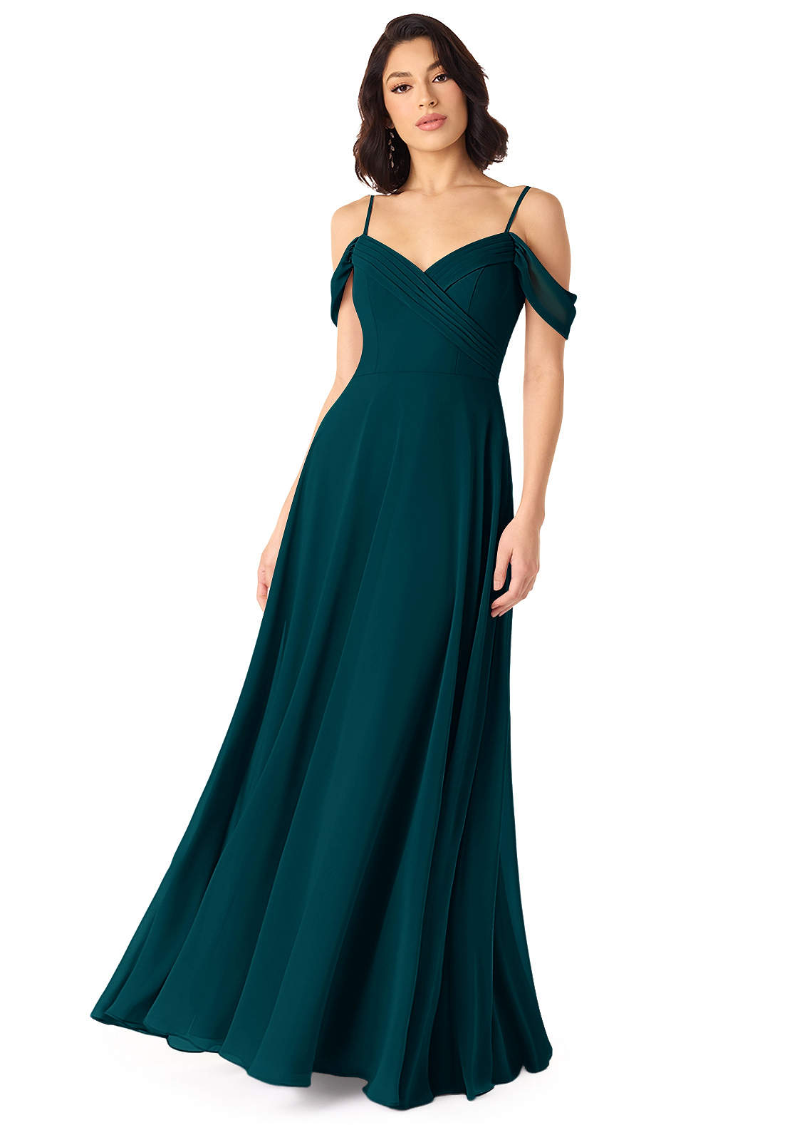 Tancie A-Line Off-the-Shoulder Chiffon Bridesmaid Dress in Pine