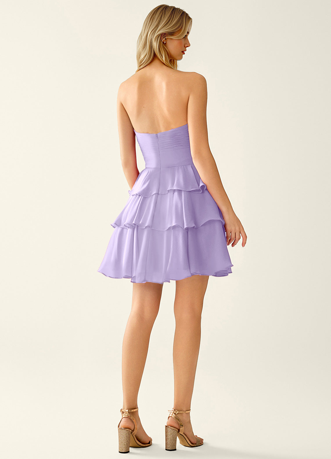 Orosecy A-Line Mini Strapless Chiffon Prom Dress in Lilac - photo 7