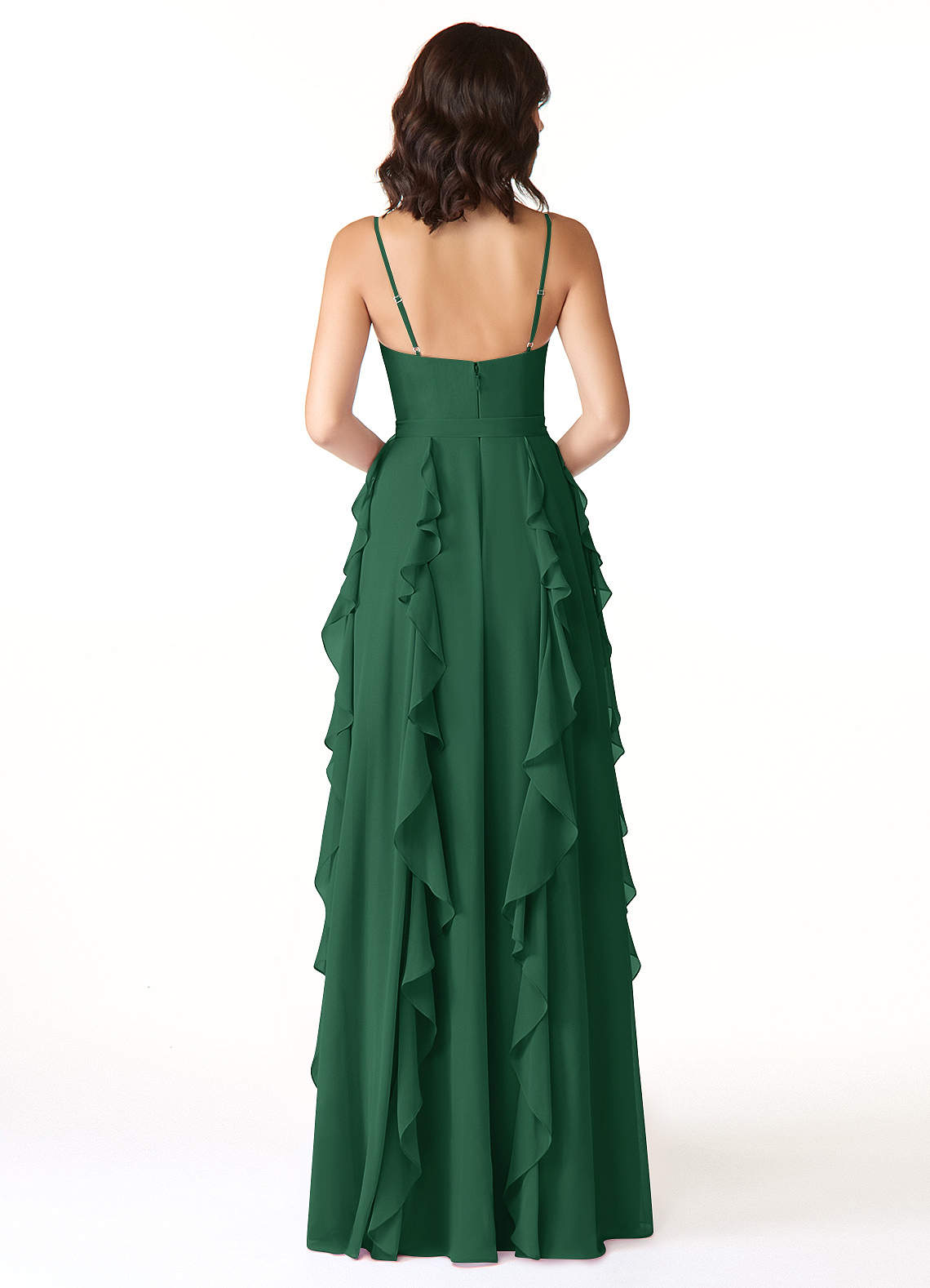 Peyton A-Line V-Neck Chiffon Bridesmaid Dress in Dark Green