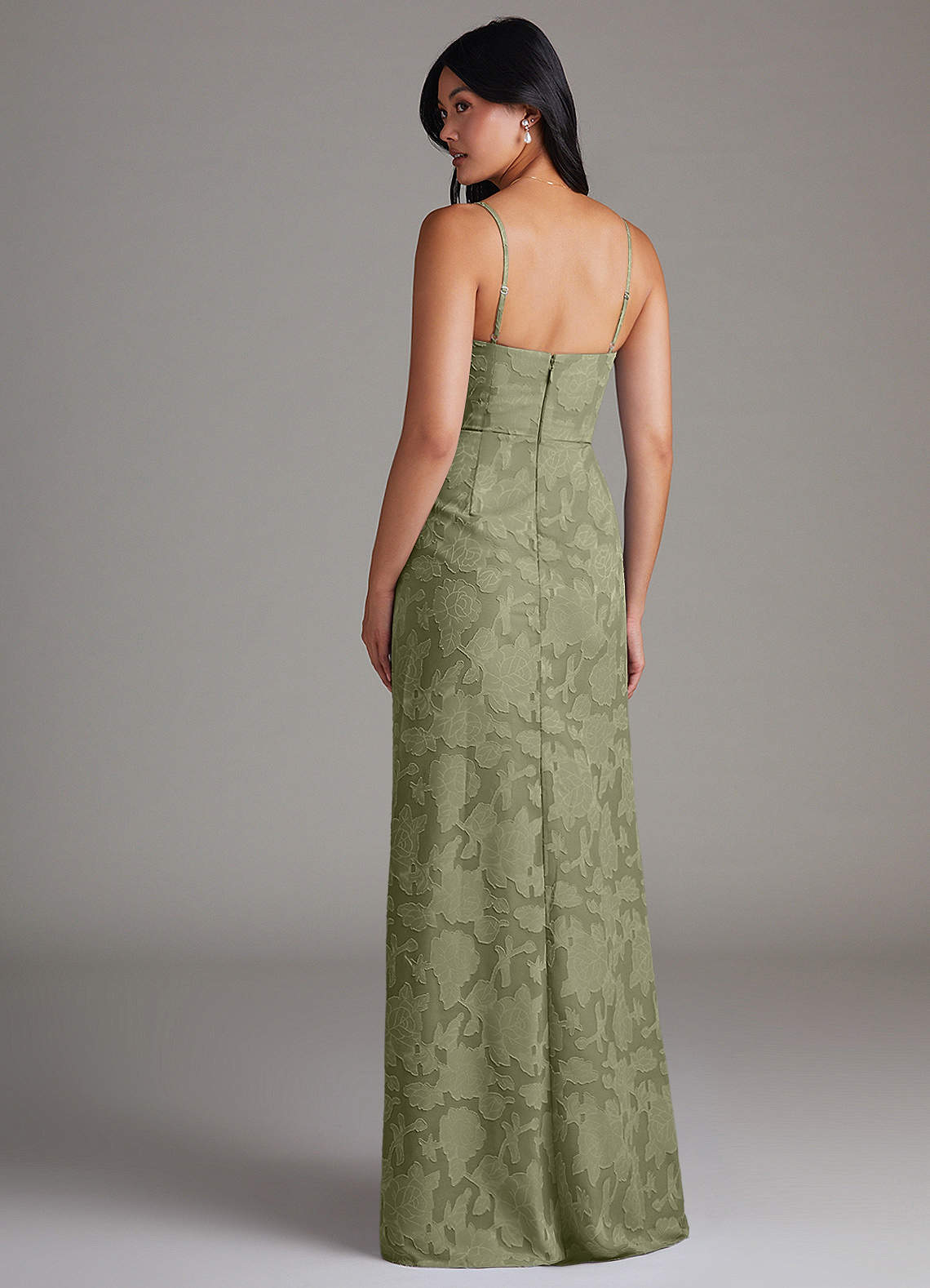 Maci Sheath V-Neck Floral Burnout Bridesmaid Dress in Pistachio