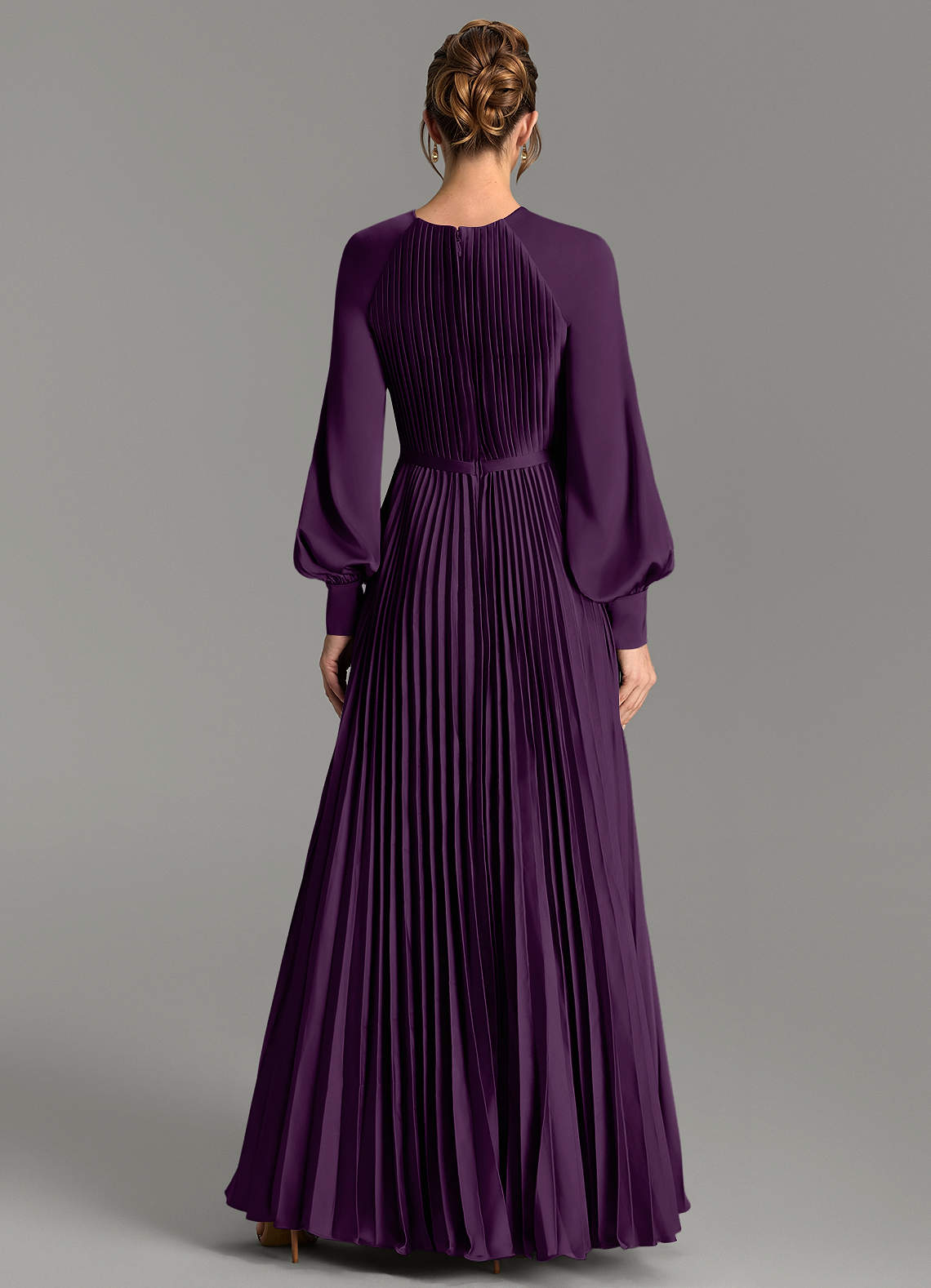 Grayson A-Line Scoop-Neck Stretch Satin Bridesmaid Dress in Grape