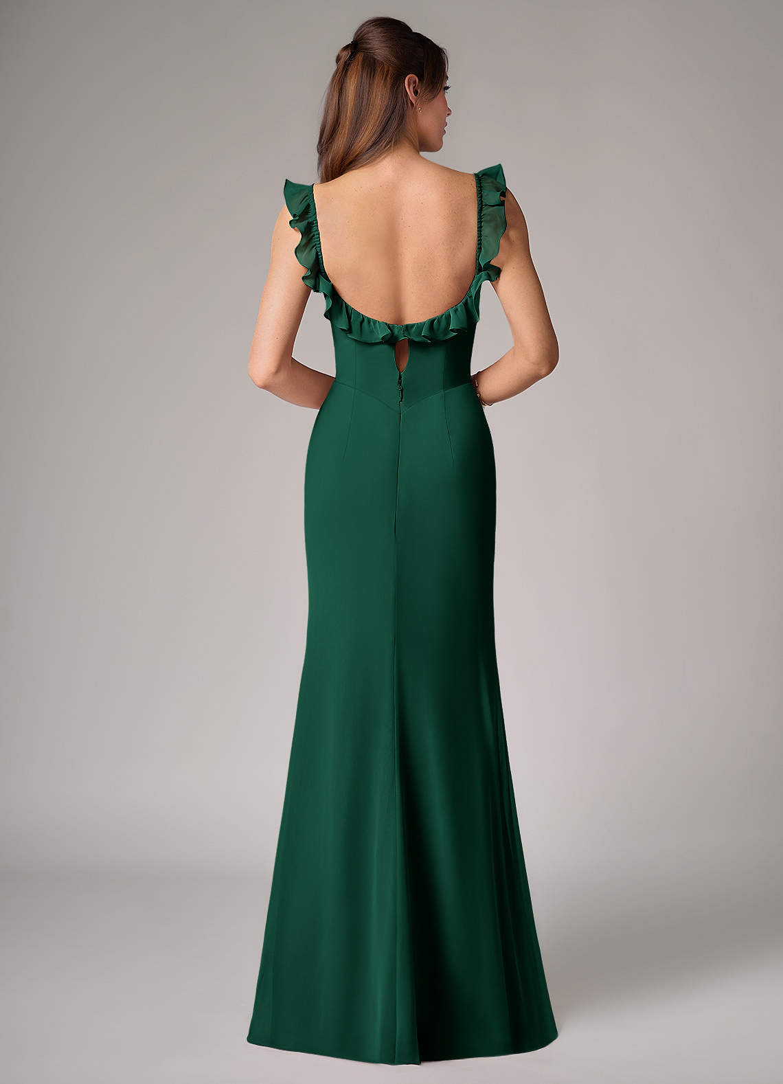 Callie Mermaid Scoop-Neck Chiffon Bridesmaid Dress in Emerald