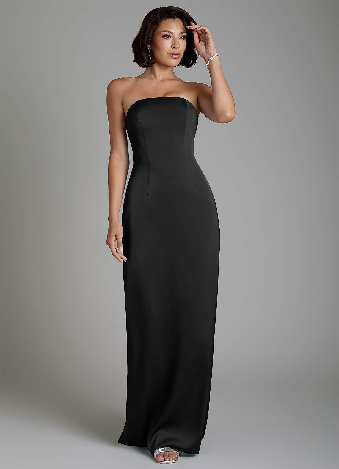 Fallyn Sheath Strapless Stretch Satin Bridesmaid Dress