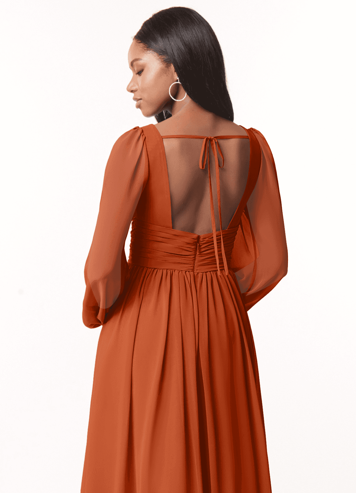 Norah A-Line V-Neck Chiffon Bridesmaid Dress in Burnt Orange