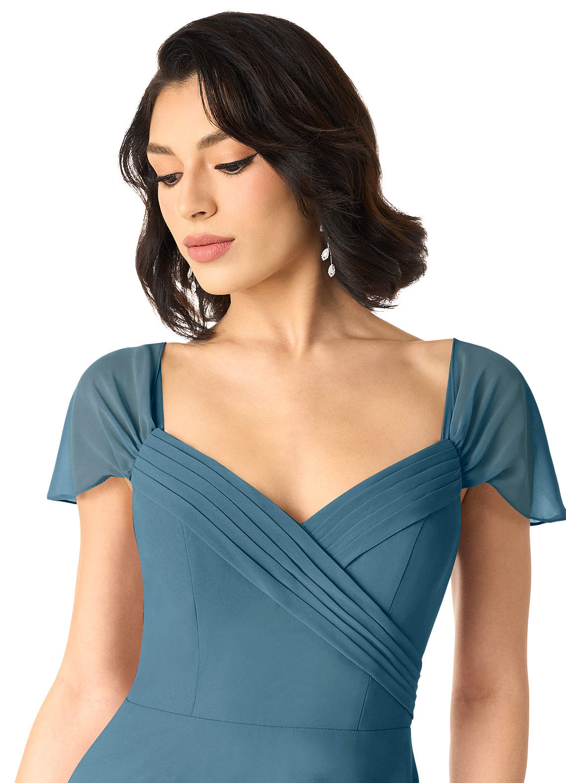 Tancie A-Line Off-the-Shoulder Chiffon Bridesmaid Dress in Bermuda