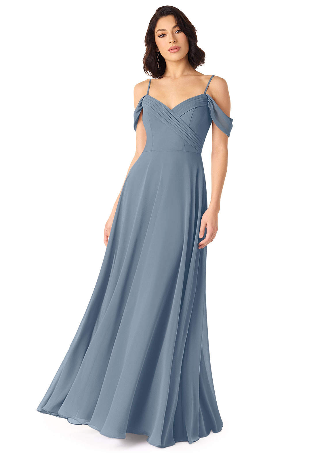 Tancie A-Line Off-the-Shoulder Chiffon Bridesmaid Dress in Twilight