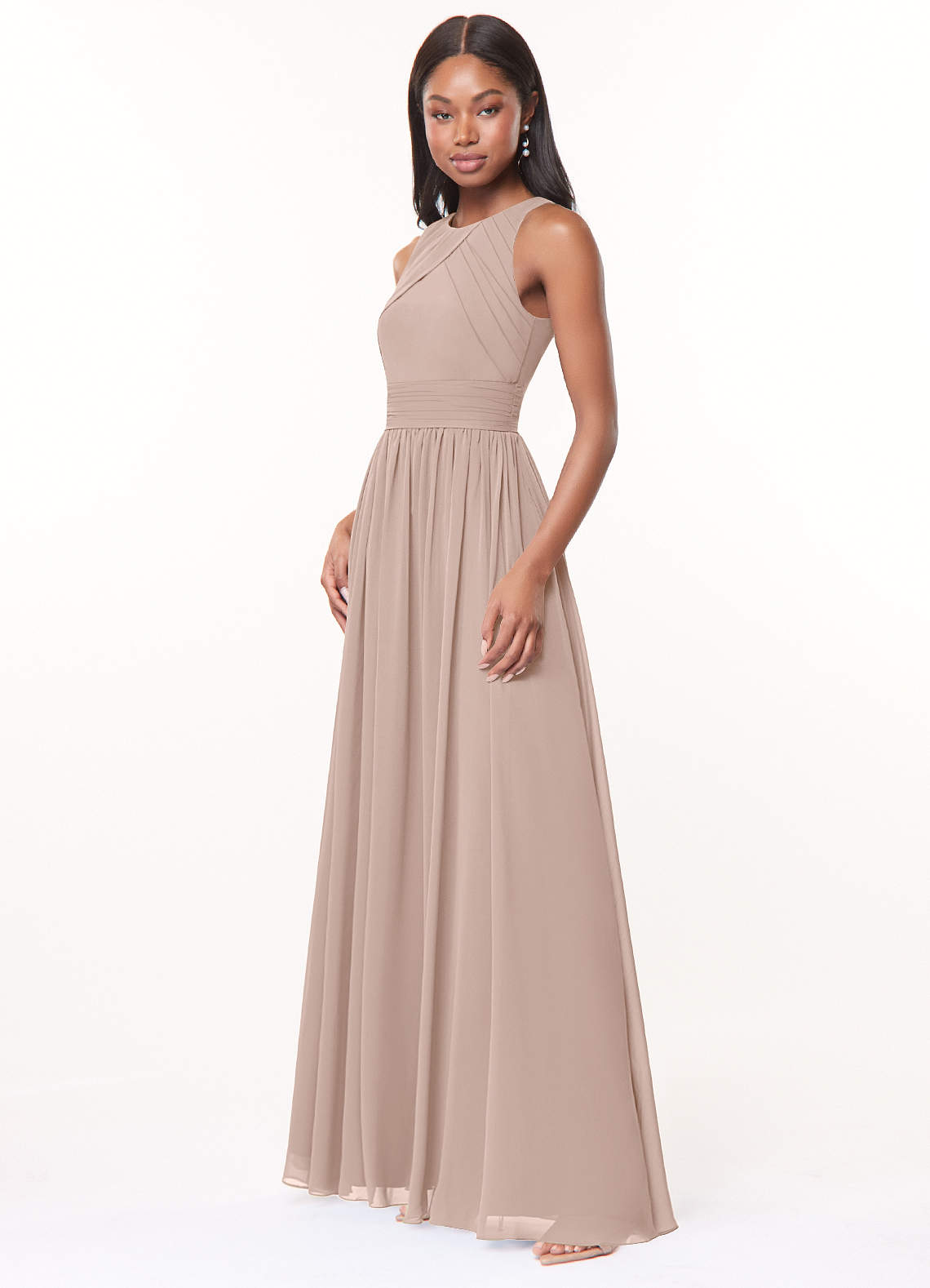 Harper A-Line Scoop-Neck Chiffon Bridesmaid Dress in English Rose