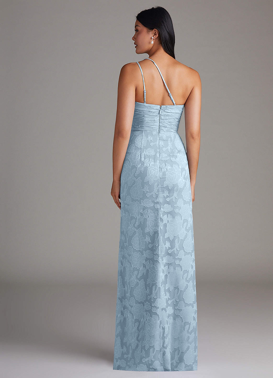 Eren Sheath One-Shoulder Floral Burnout Bridesmaid Dress in Sky Blue