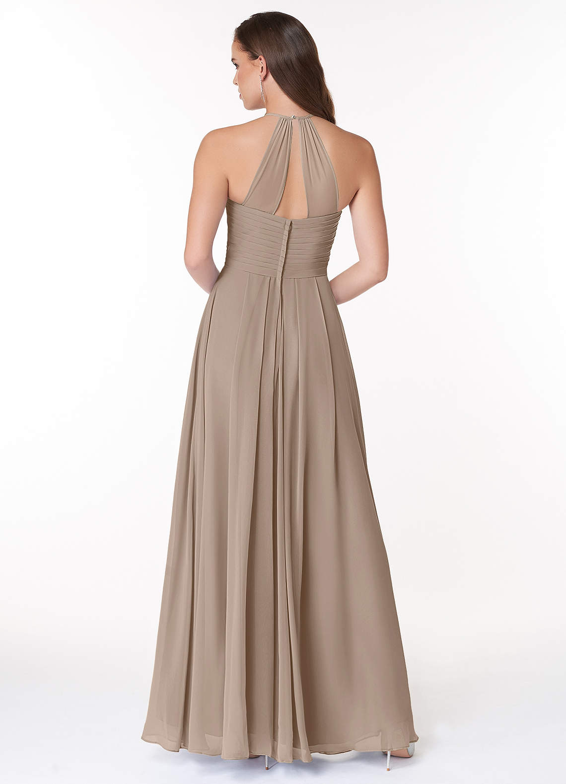 Ginger A-Line Halter Chiffon Bridesmaid Dress in Taupe