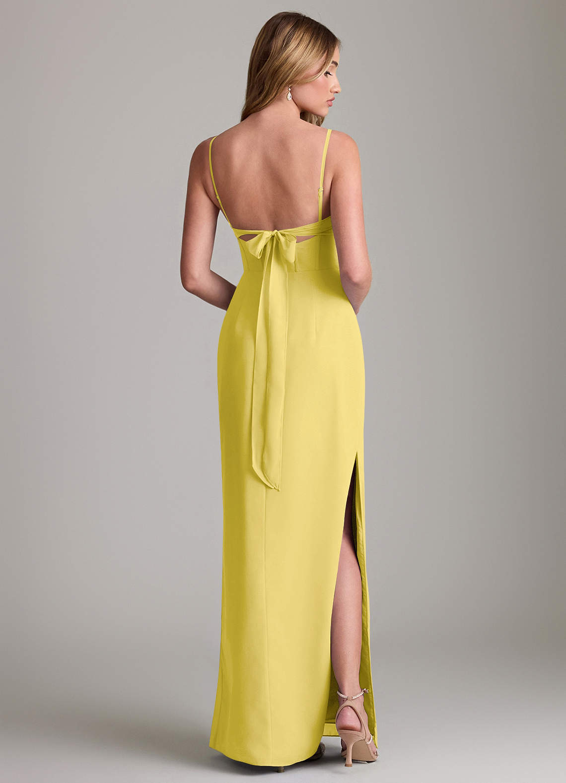 Mai Sheath Cowl-Neck Chiffon Bridesmaid Dress in Canary