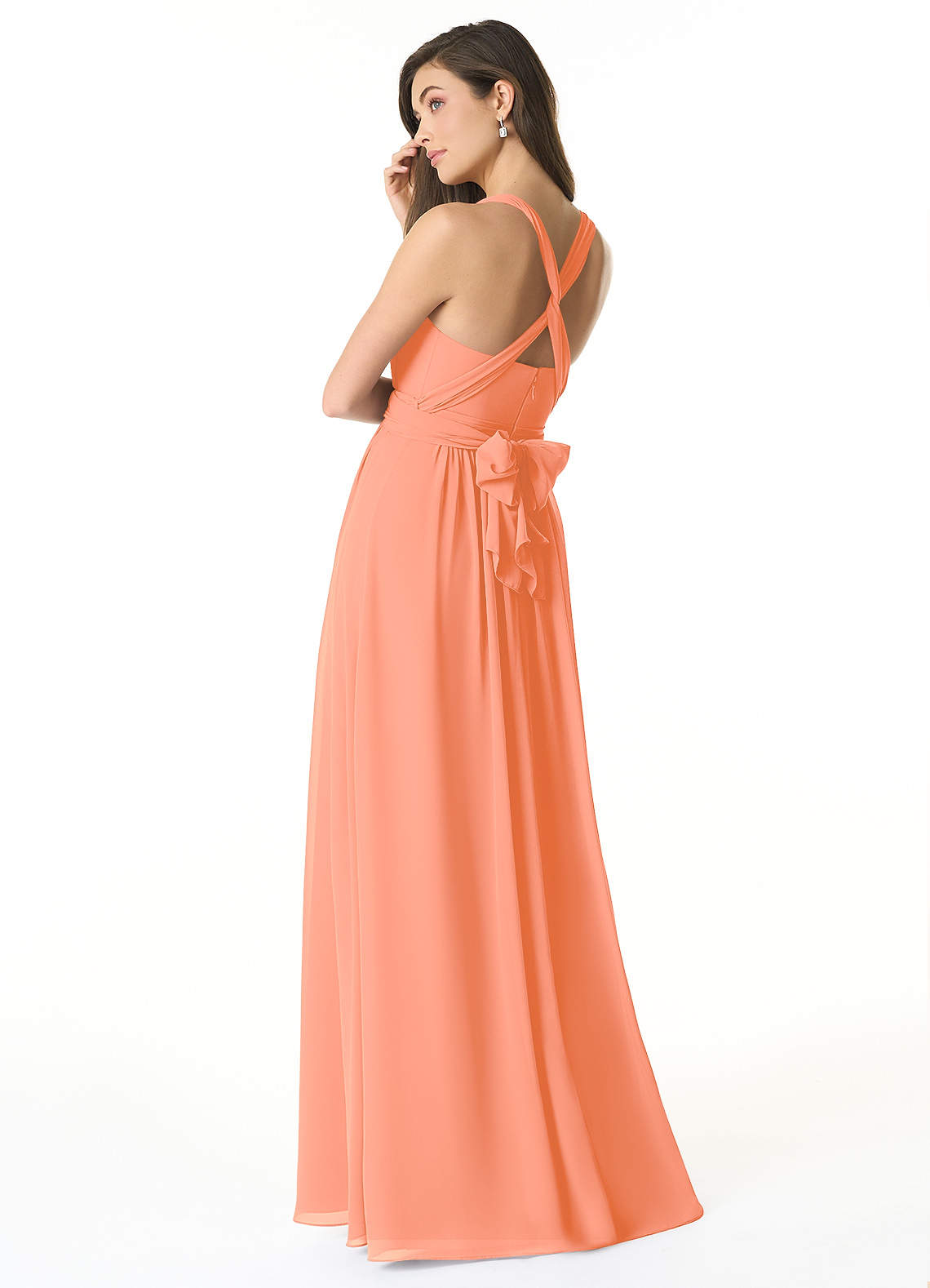 Olani A-Line V-Neck Chiffon Bridesmaid Dress in Sunset