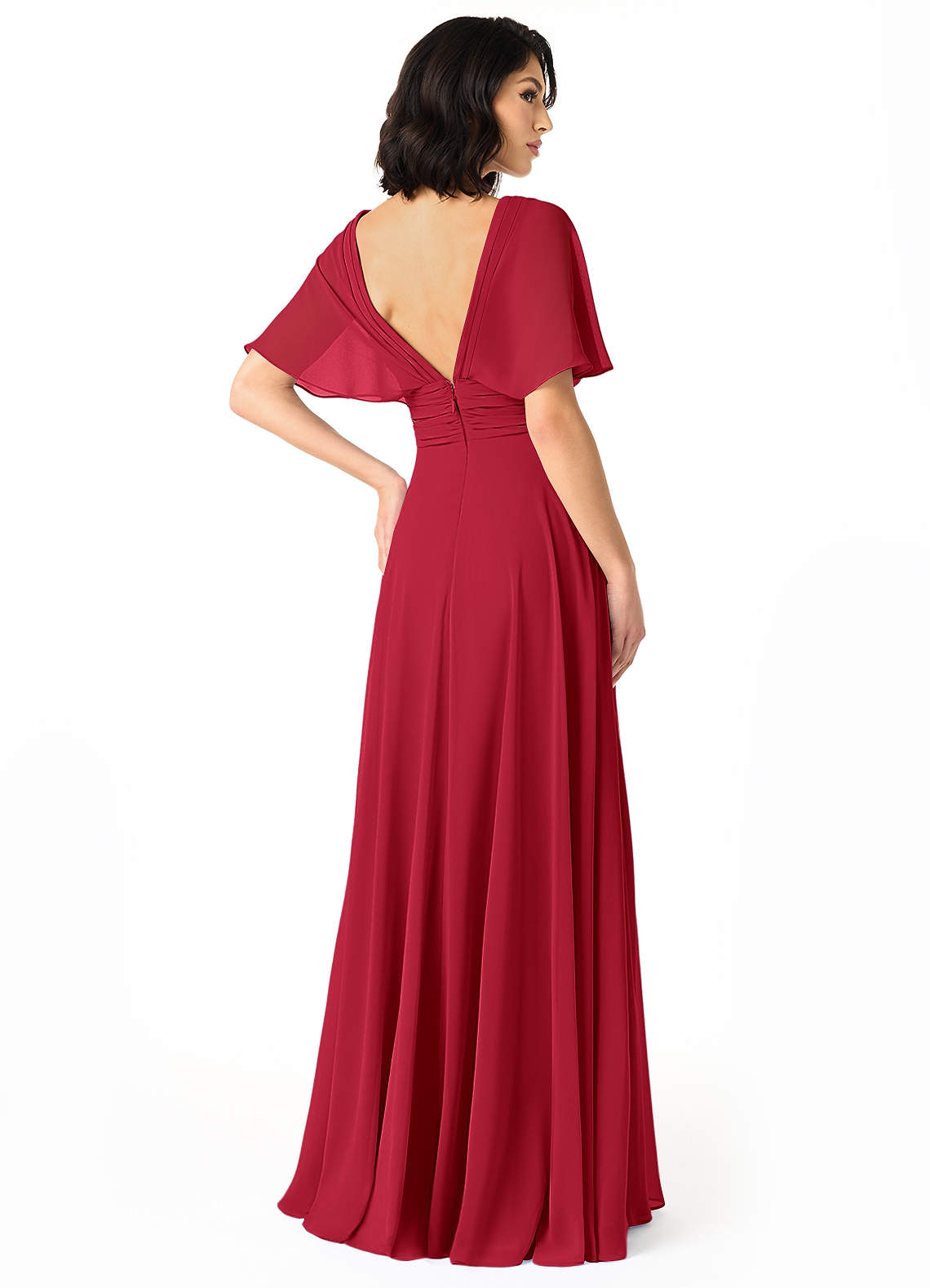 Pamela A-Line V-Neck Chiffon Bridesmaid Dress in Scarlet