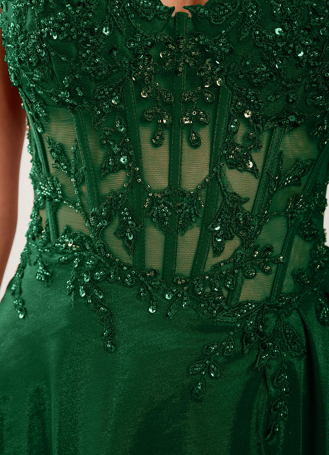 Isoldemark A-Line Sweetheart Satin Evening Dress in Dark Green