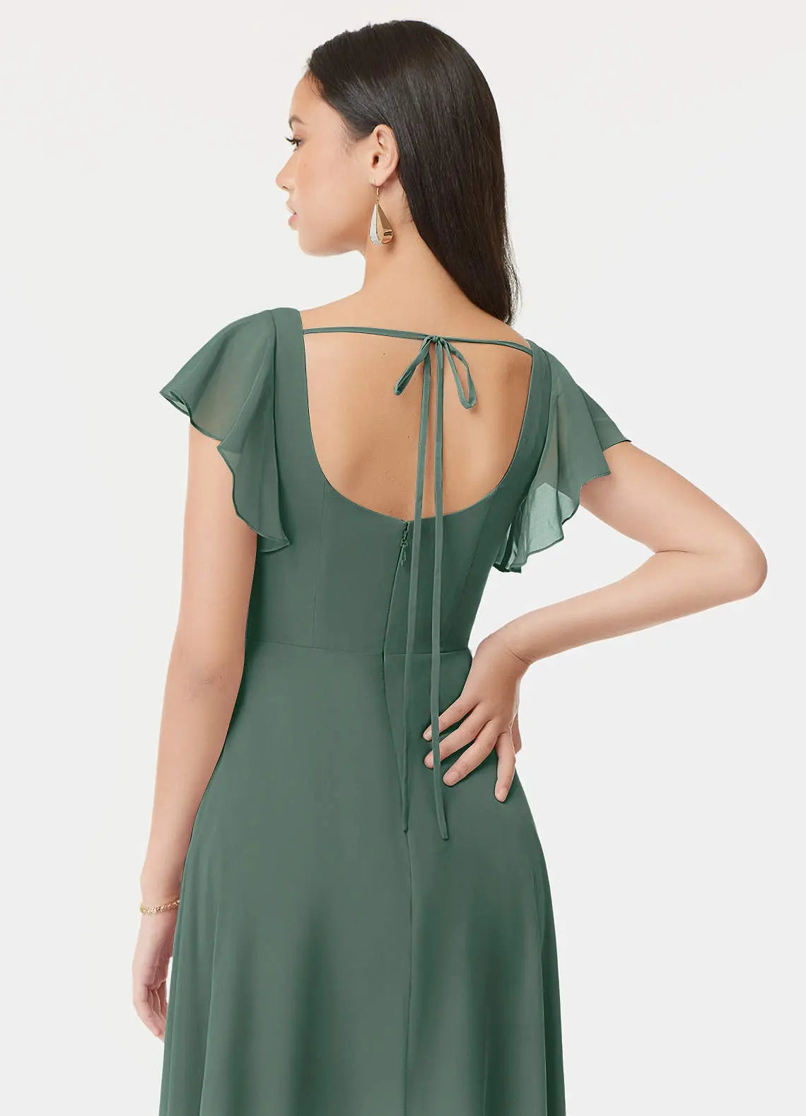 Bondi A-Line Square-Neck Chiffon Bridesmaid Dress in Sea Moss