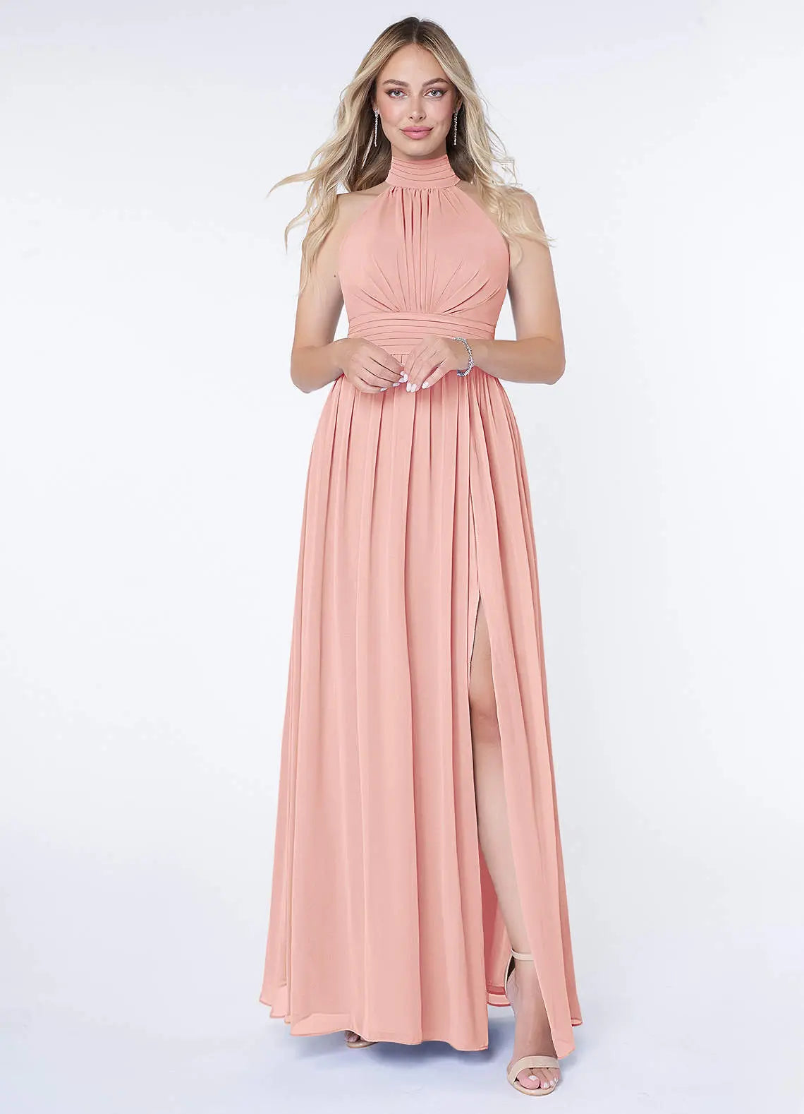 Iman A-Line Halter Chiffon Bridesmaid Dress in Rosette
