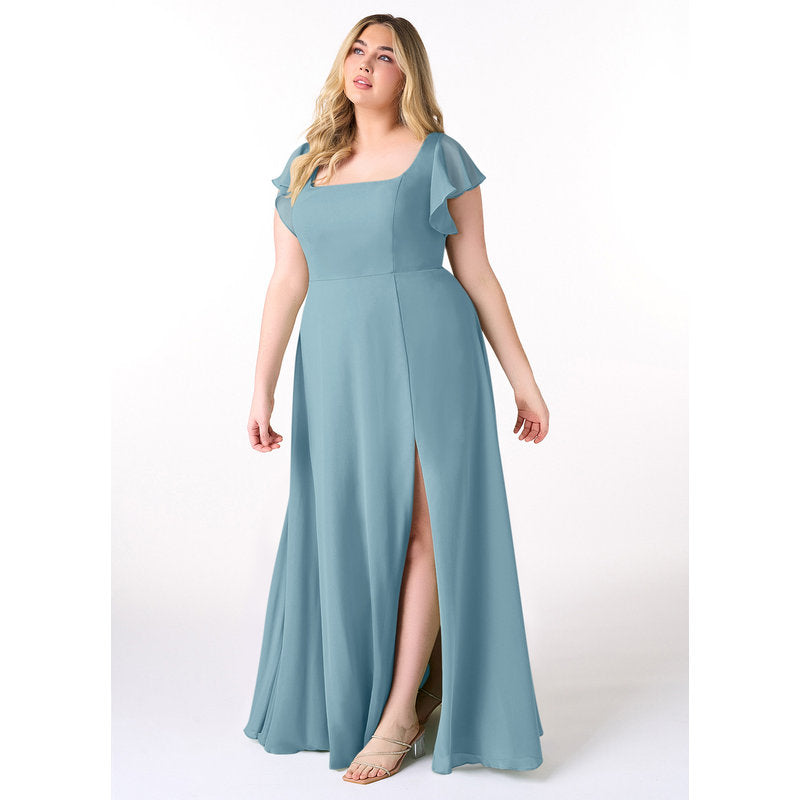 Bondi A-Line Square-Neck Chiffon Bridesmaid Dress in Moody Blue - view 9