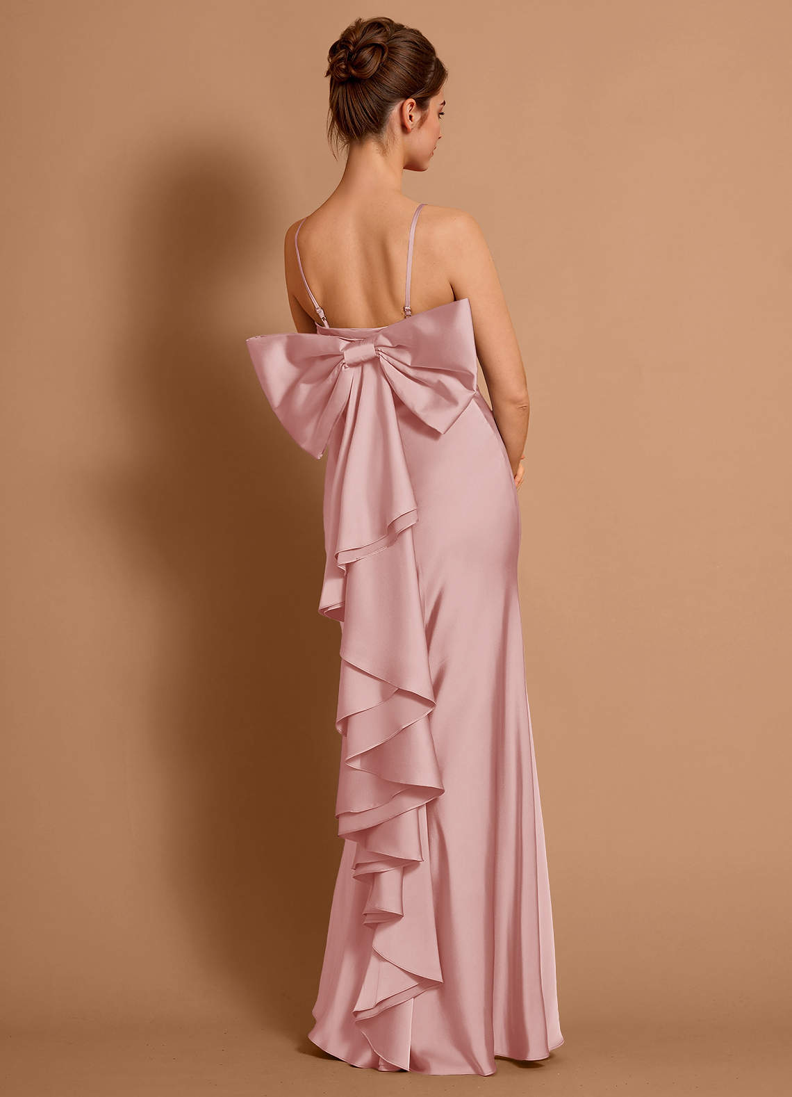 Aveline Mermaid Strapless Stretch Satin Evening Dress in Haze Pink