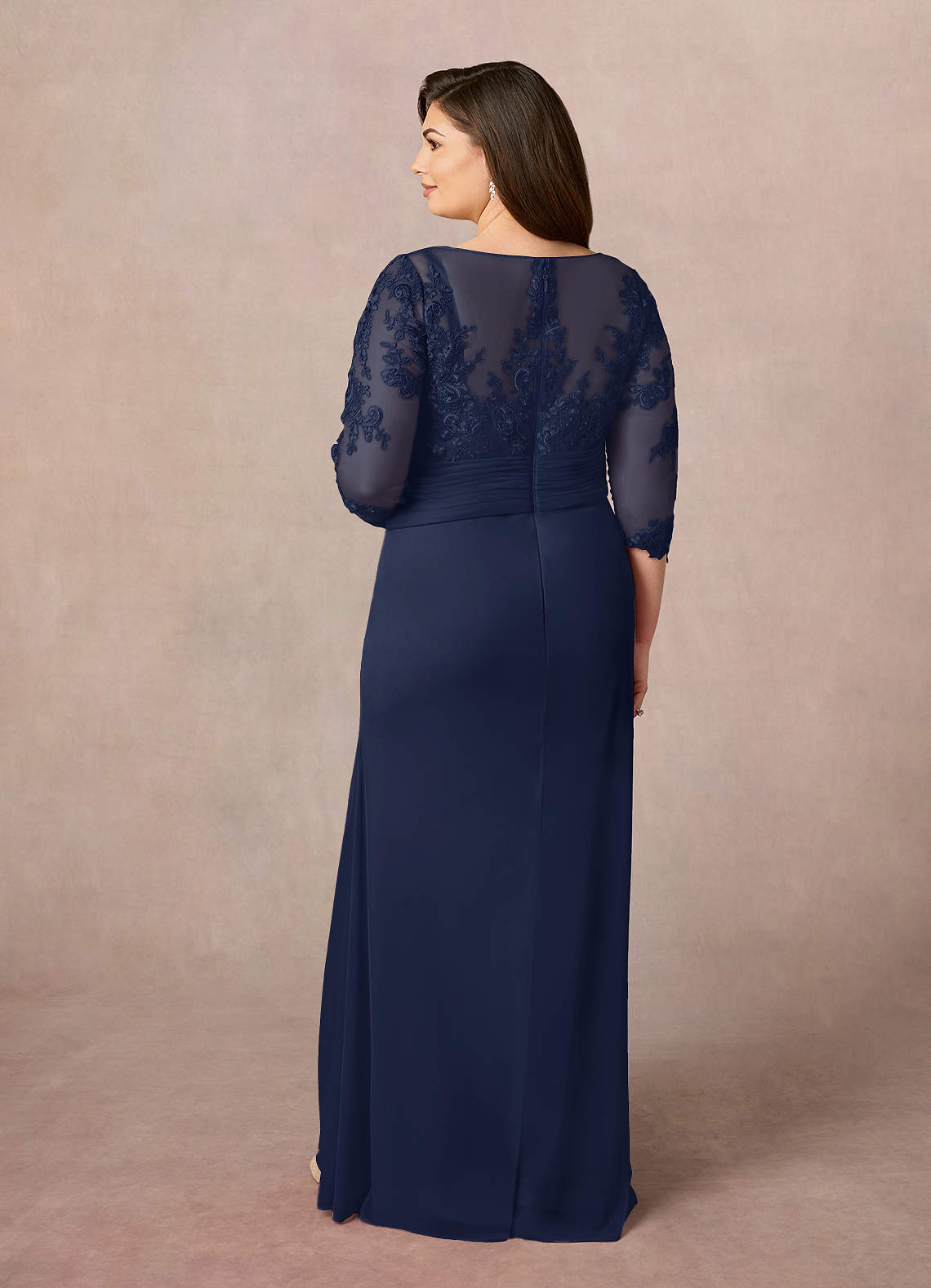 Fatemah Mermaid Scoop-Neck Lace and Mesh Mother of the Bride Dress