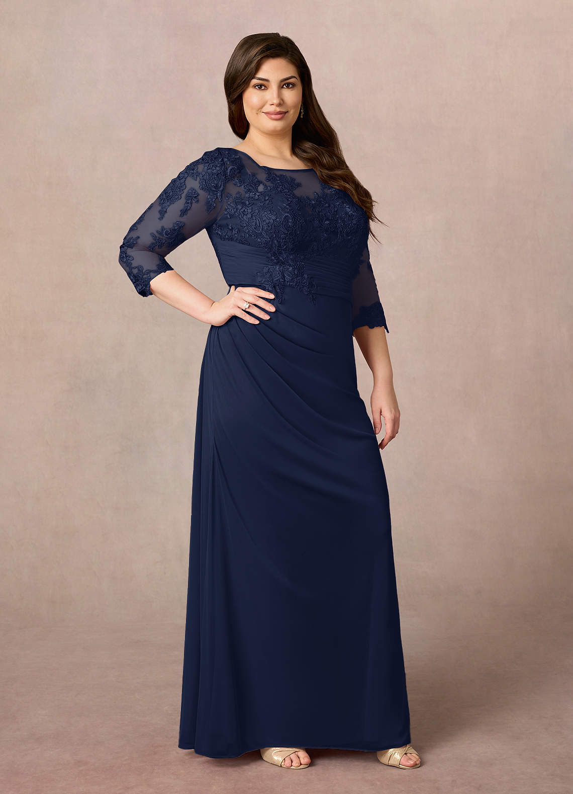 Fatemah Mermaid Scoop-Neck Lace and Mesh Mother of the Bride Dress