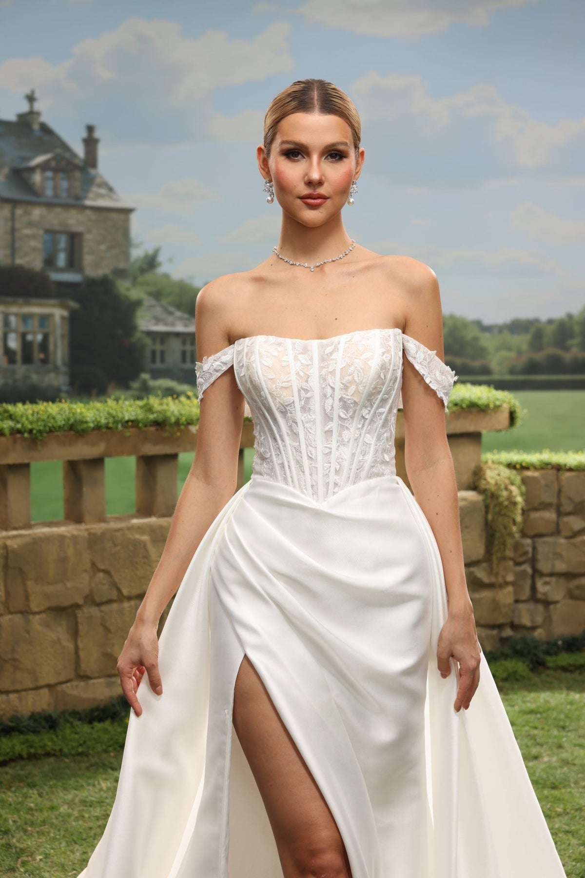 Faye white wedding dress detail view 7
