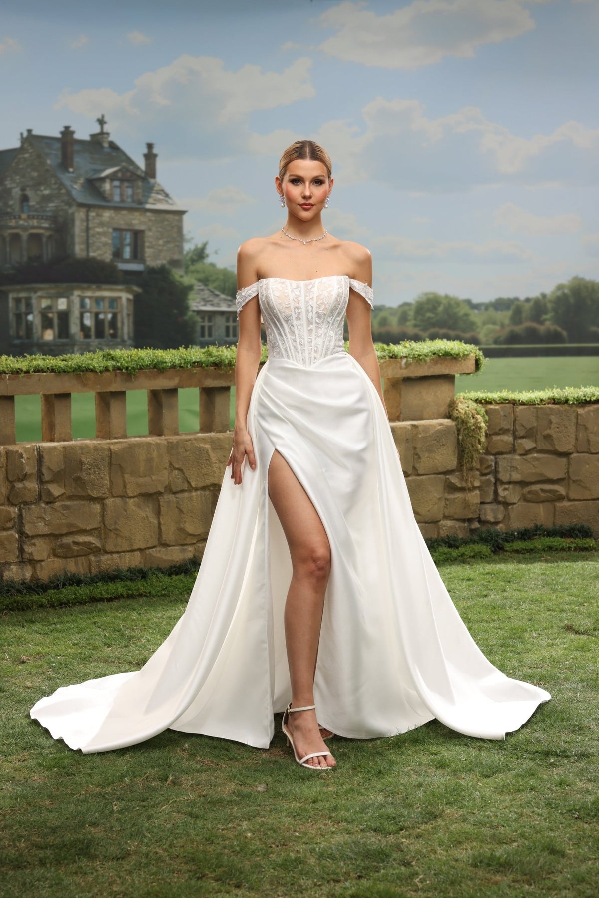 Faye white wedding dress front view 1