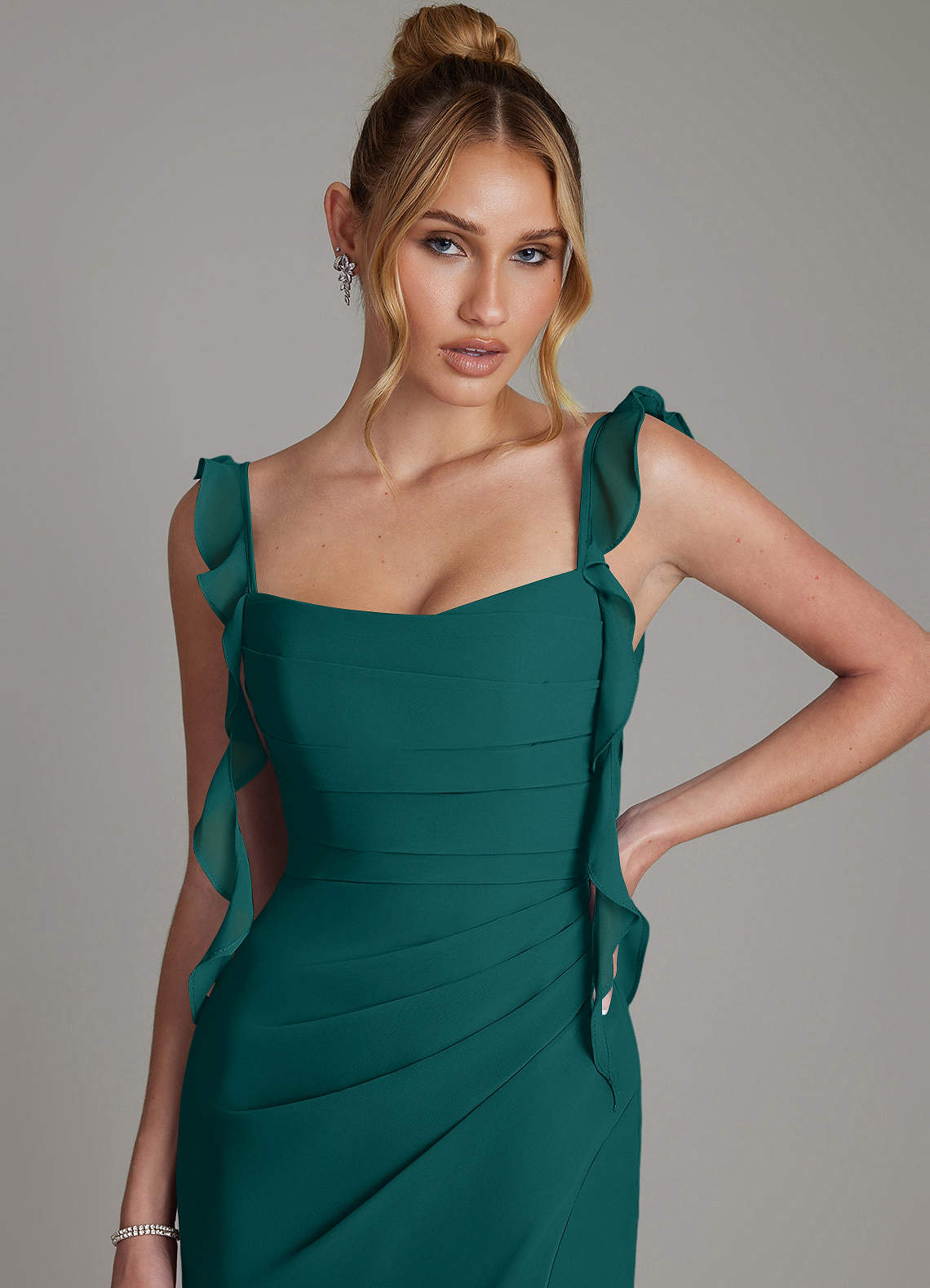 Jessamine Mermaid Sweetheart Chiffon Bridesmaid Dress in Peacock