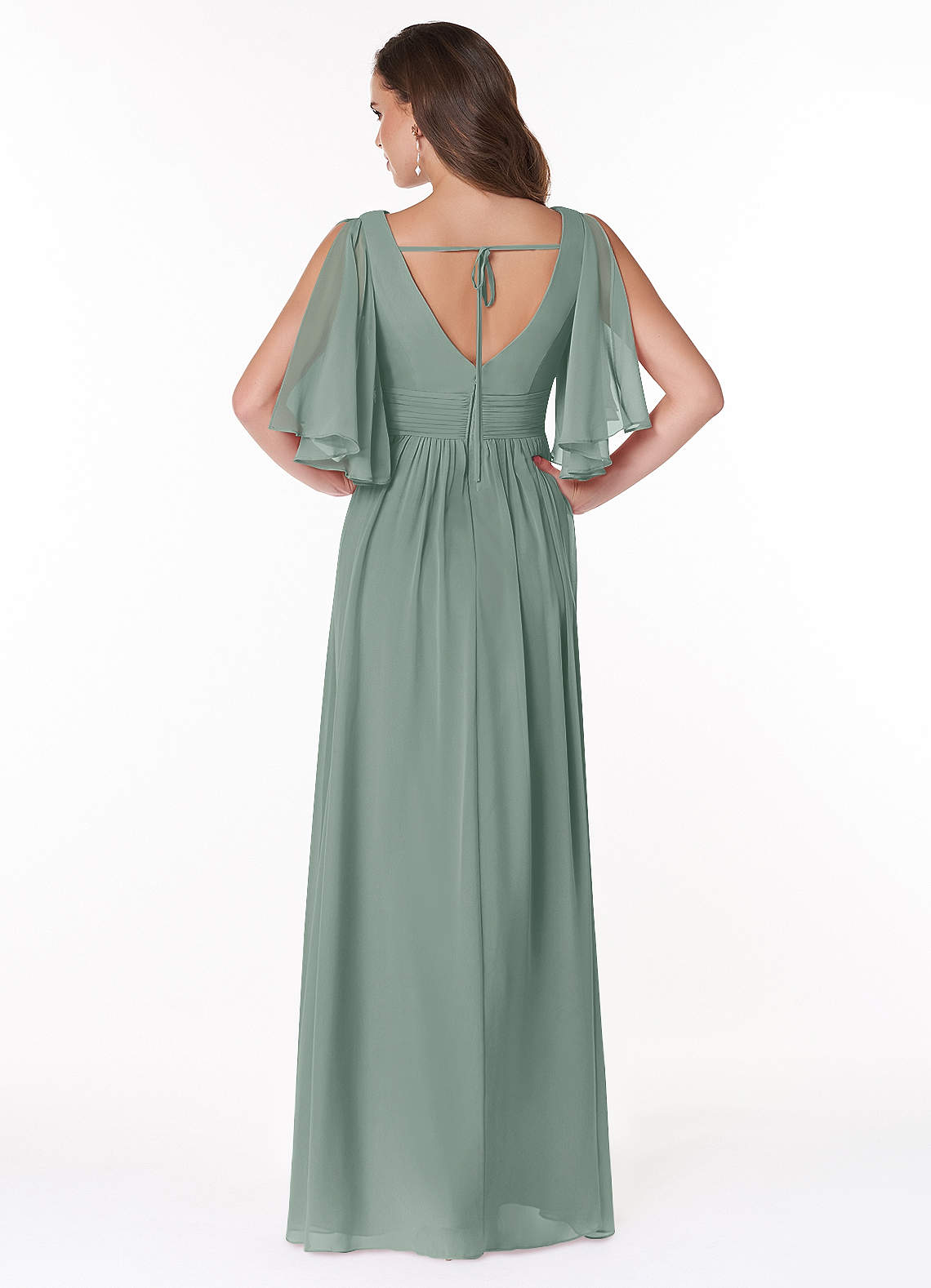 Temeka A-Line V-Neck Chiffon Bridesmaid Dress in Silver Sage