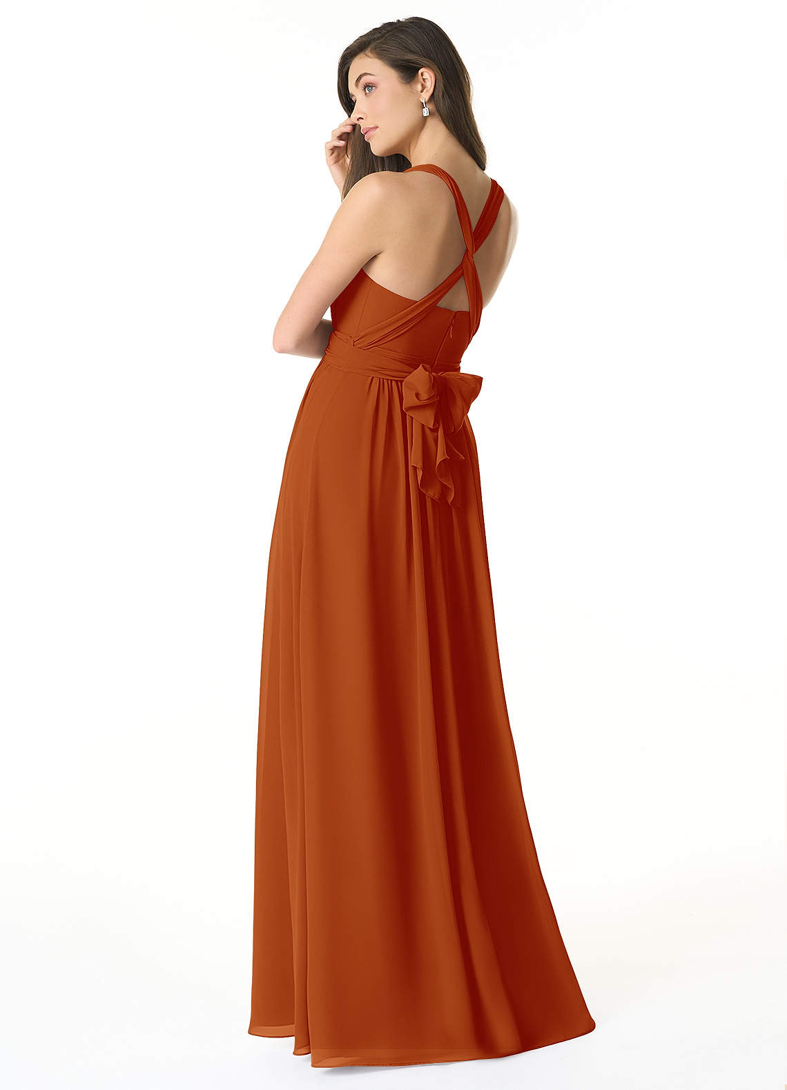 Olani A-Line V-Neck Chiffon Bridesmaid Dress in Paprika
