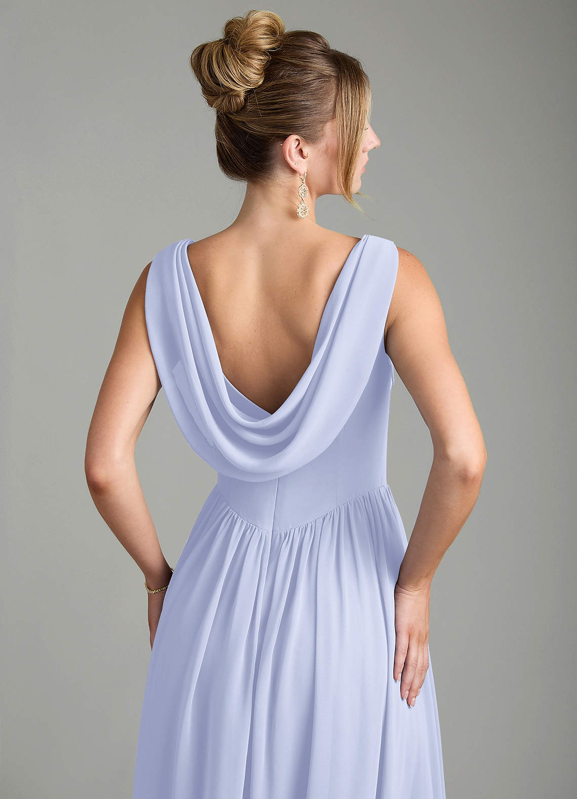 Novi A-Line Square-Neck Chiffon Bridesmaid Dress in Lavender