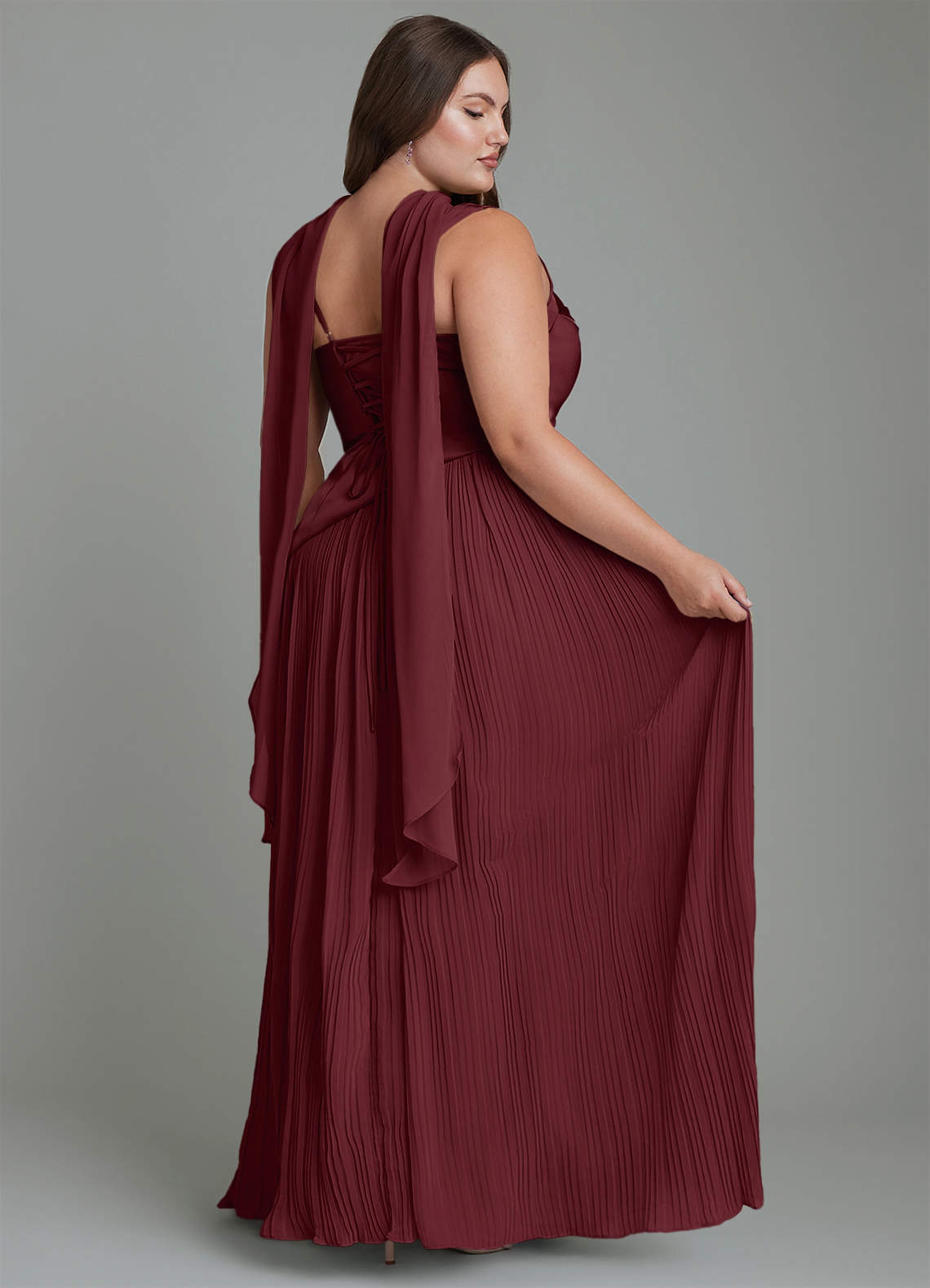Stephanie A-Line Square-Neck Stretch Satin and Chiffon Bridesmaid Dress