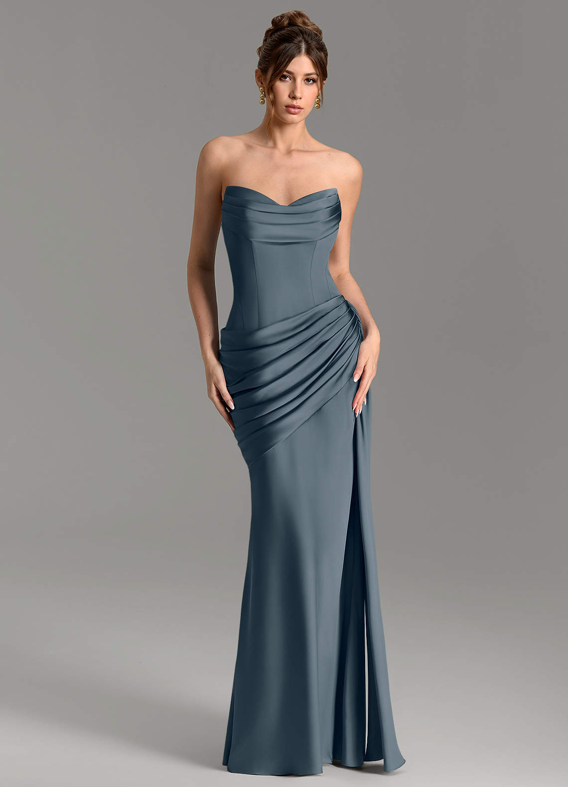 Zorah Mermaid Sweetheart Stretch Satin Bridesmaid Dress in Twilight