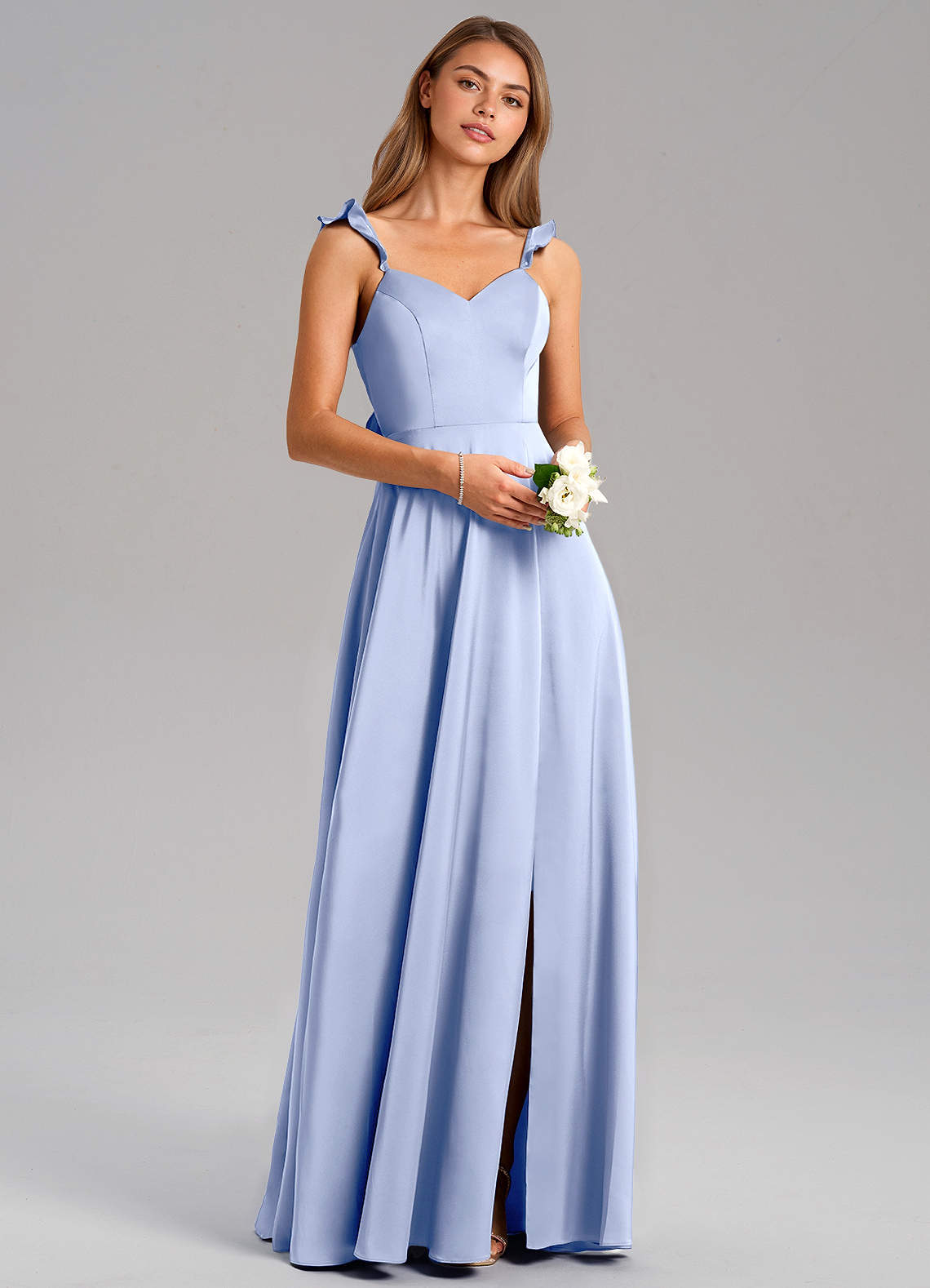 Everett A-Line V-Neck Chiffon Bridesmaid Dress in Ice
