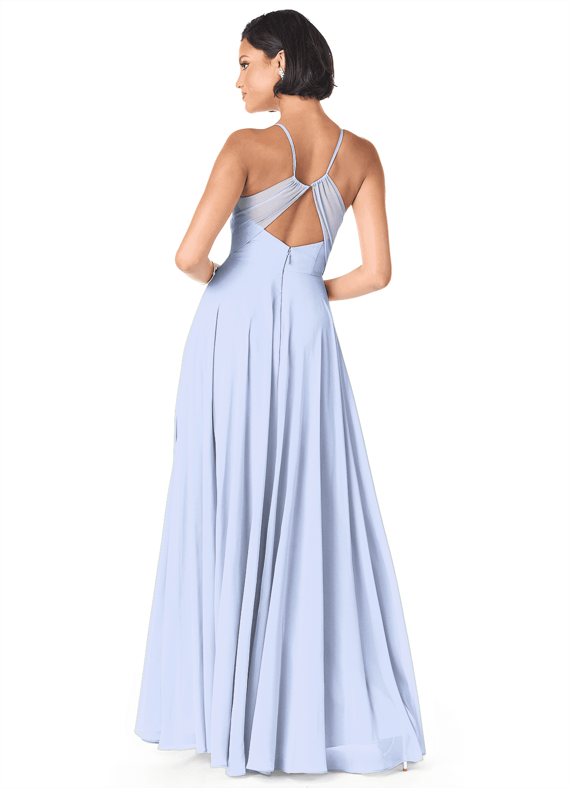 Avelina A-Line V-Neck Chiffon Bridesmaid Dress in Ice