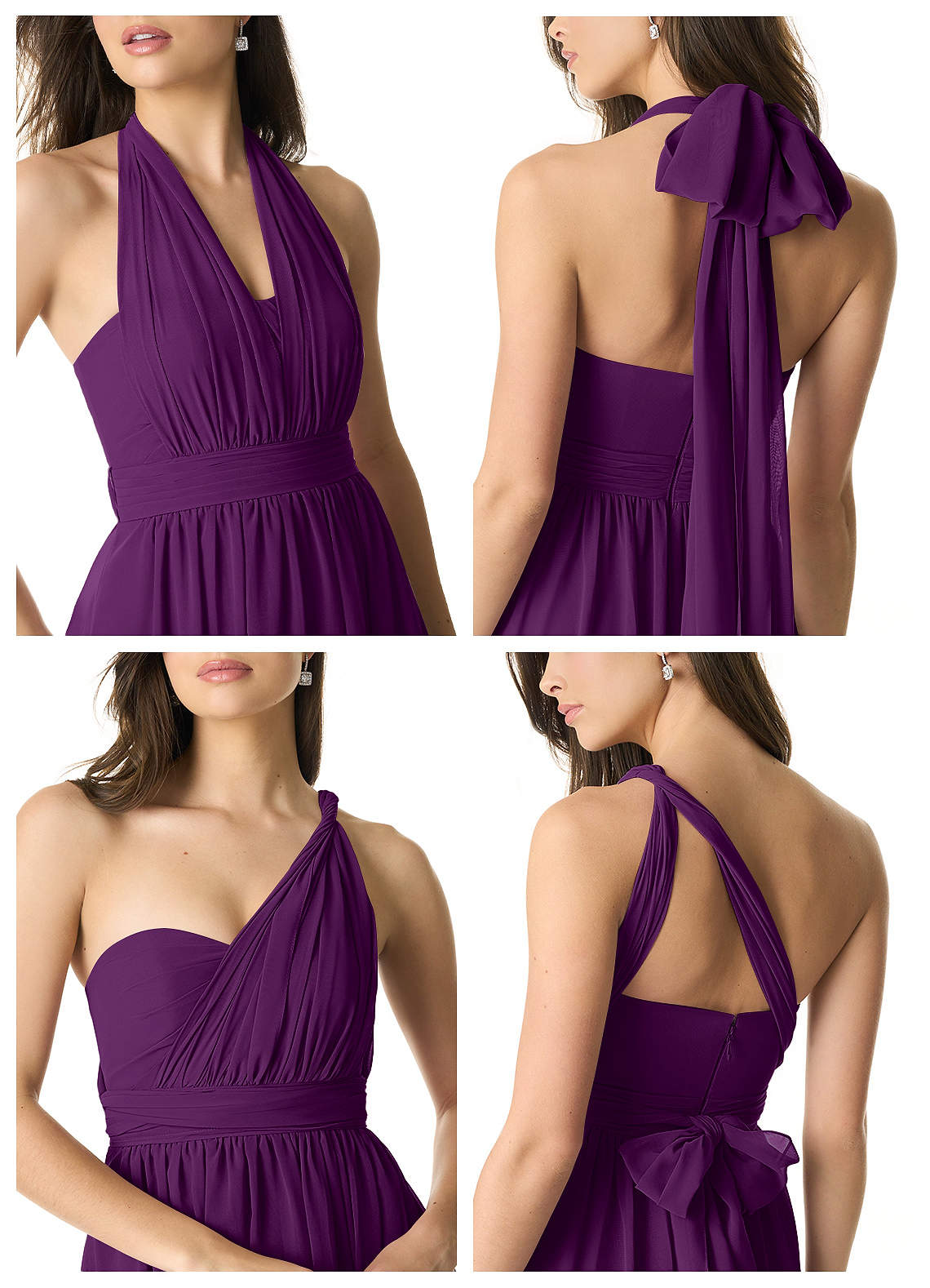 Olani A-Line V-Neck Chiffon Bridesmaid Dress in Grape