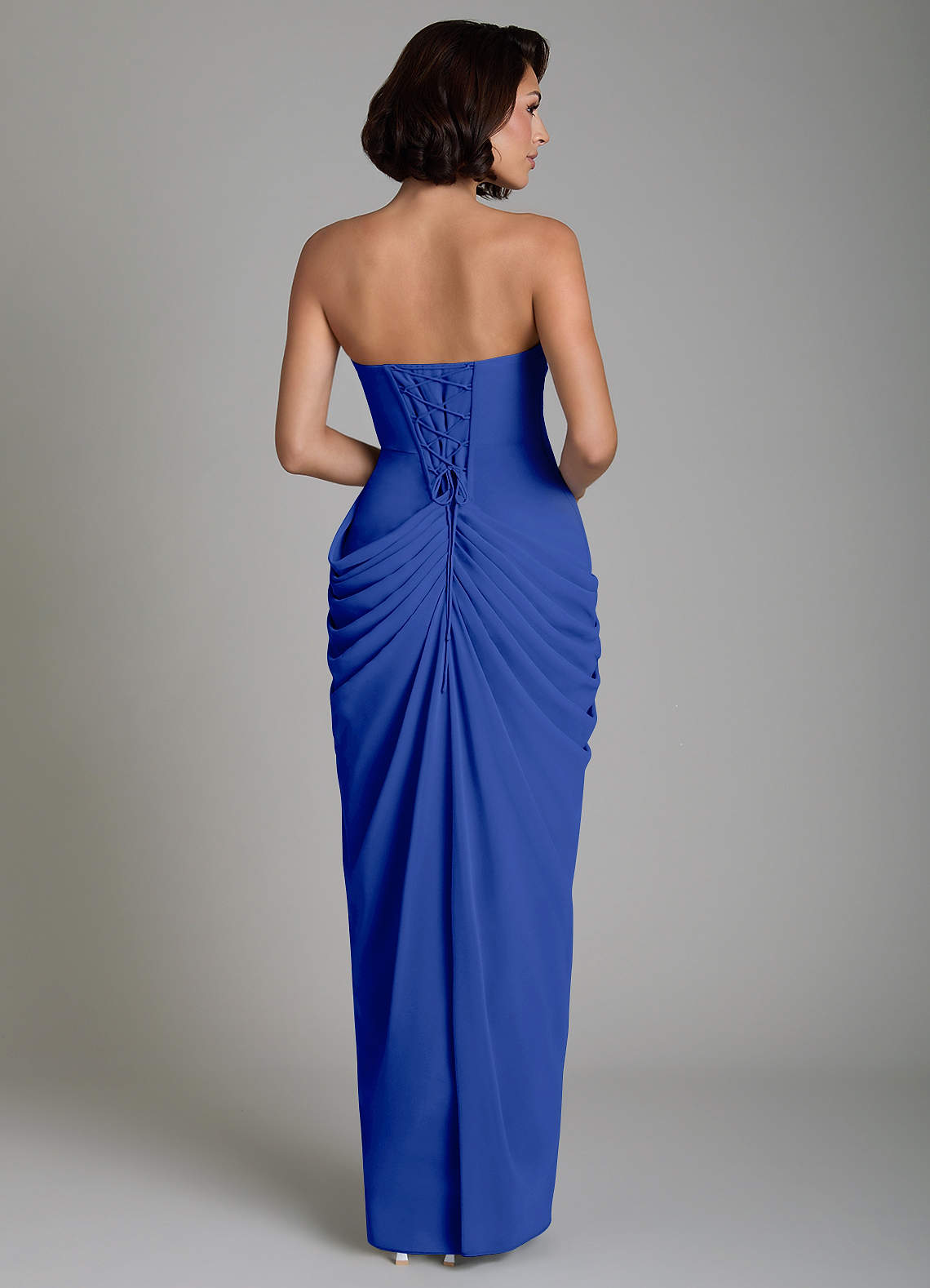 Nyra Sheath Strapless Chiffon Bridesmaid Dress in Royal Blue