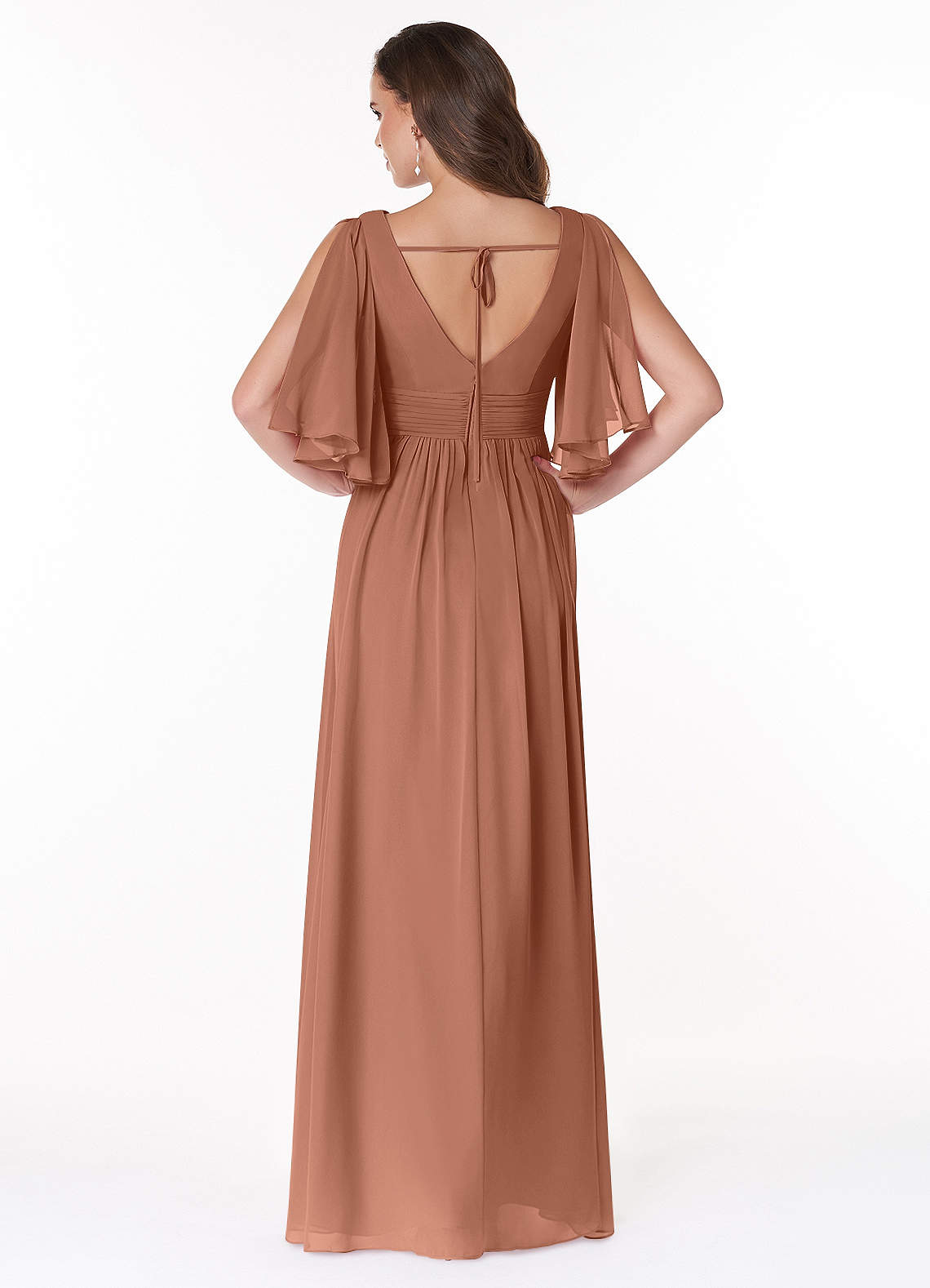 Temeka A-Line V-Neck Chiffon Bridesmaid Dress in Bronzer